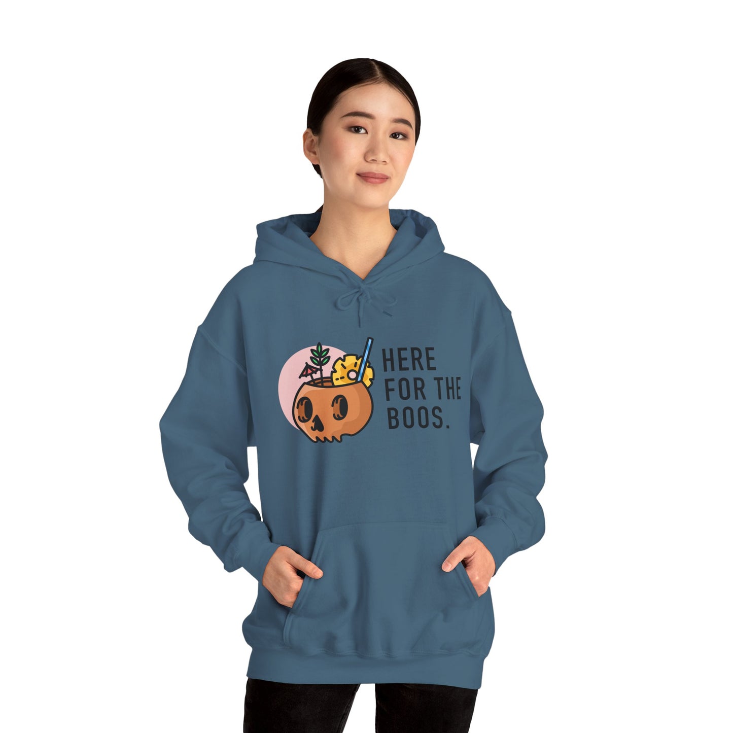 Halloween Skull Hoodie, Cozy Sweatshirt for Fall, Here for the Boos, Unisex Sweatshirt, Perfect for Halloween, Gift for Spooky Season