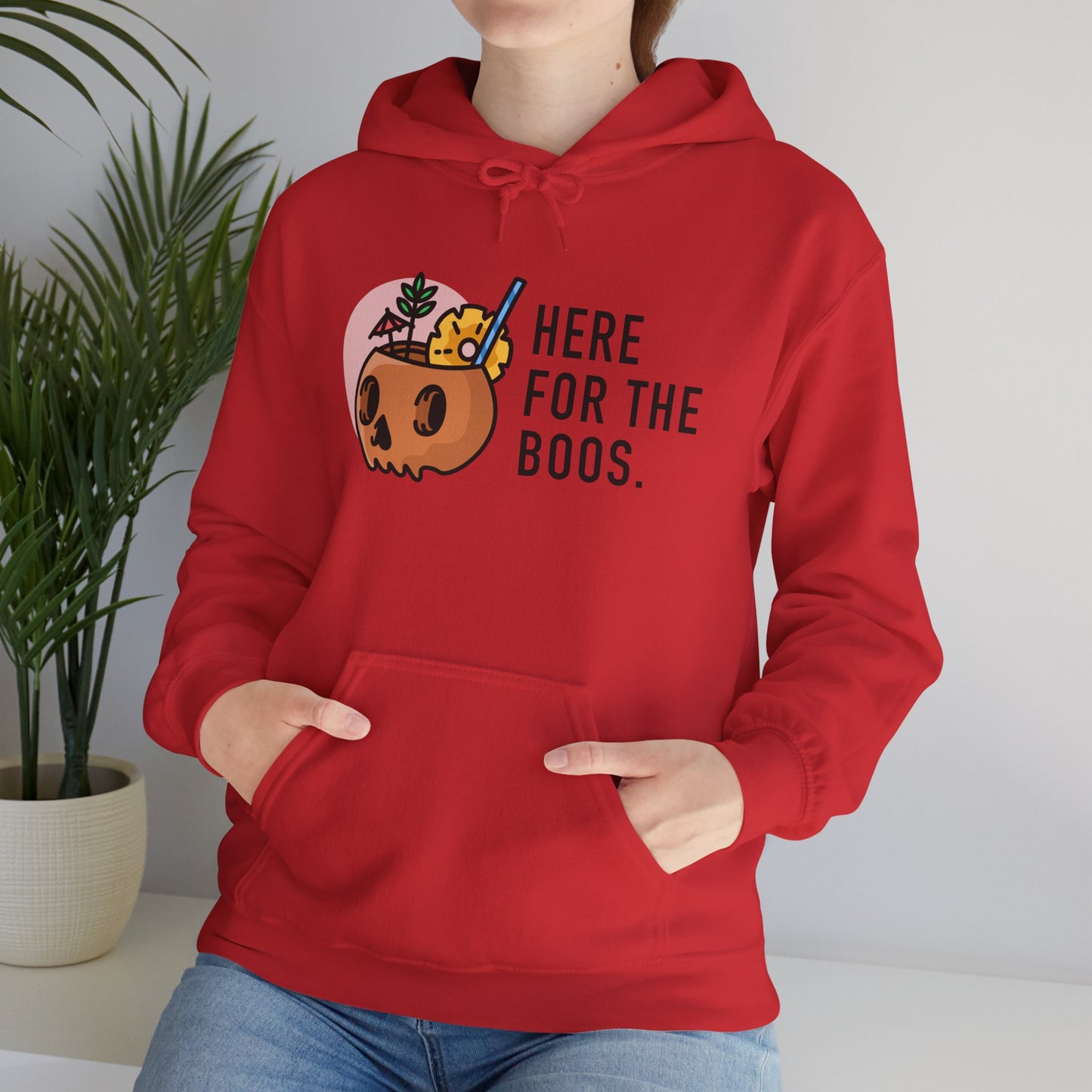 Halloween Skull Hoodie, Cozy Sweatshirt for Fall, Here for the Boos, Unisex Sweatshirt, Perfect for Halloween, Gift for Spooky Season