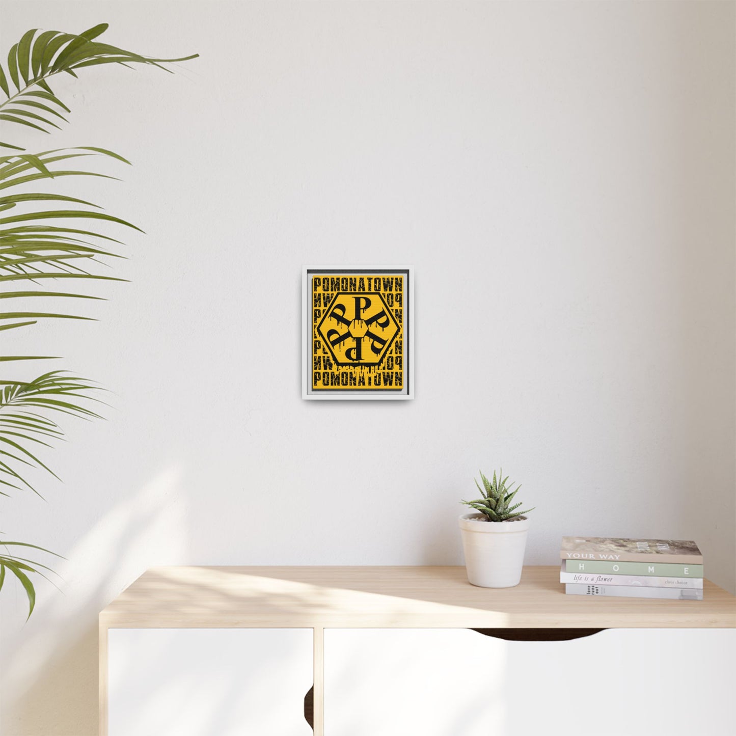Framed Canvas Art Print, Urban Home Decor, Wall Art for Pomonatown Lovers, Typography Artwork, Gift for Friends