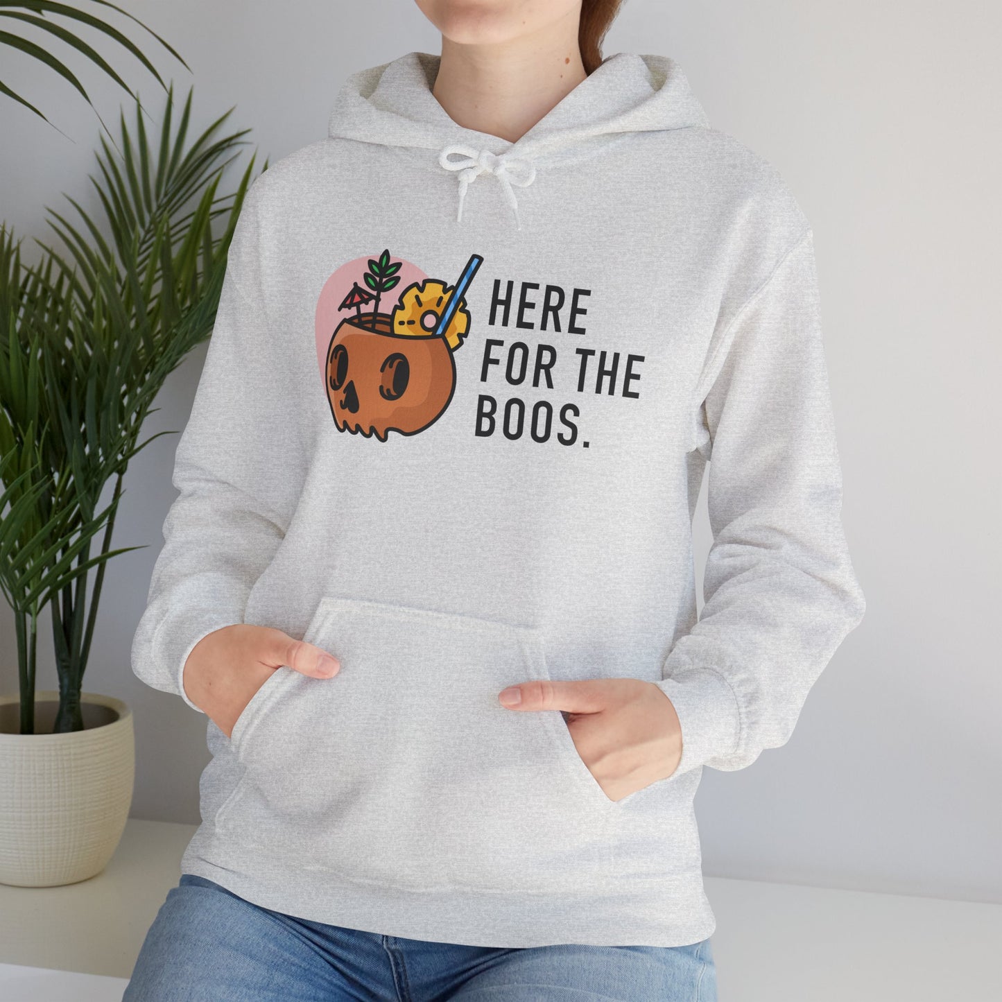 Halloween Skull Hoodie, Cozy Sweatshirt for Fall, Here for the Boos, Unisex Sweatshirt, Perfect for Halloween, Gift for Spooky Season