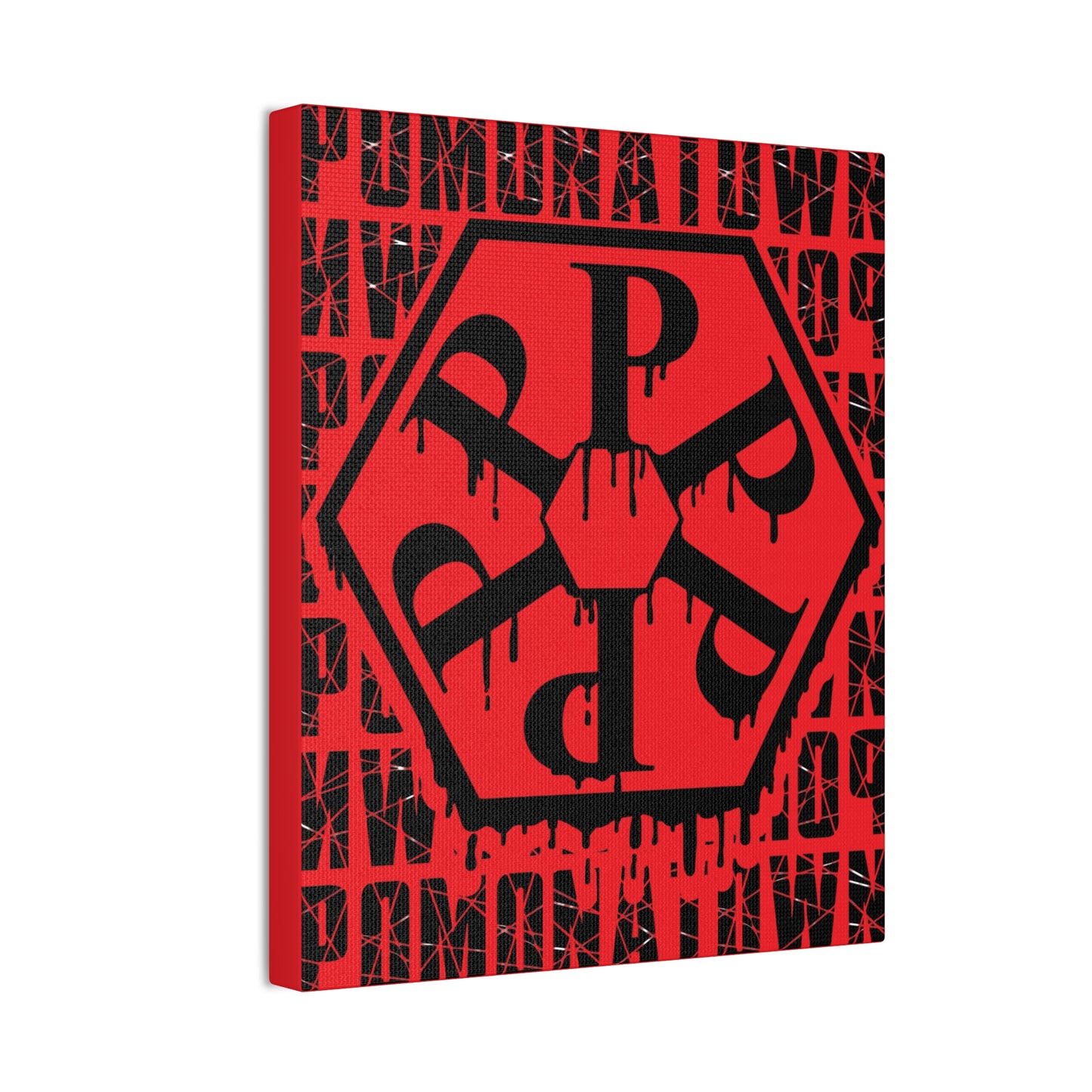 Urban Art Canvas Print, Graffiti Wall Decor, Modern Home Art, Red Hexagon Design, Contemporary Living Room Accent