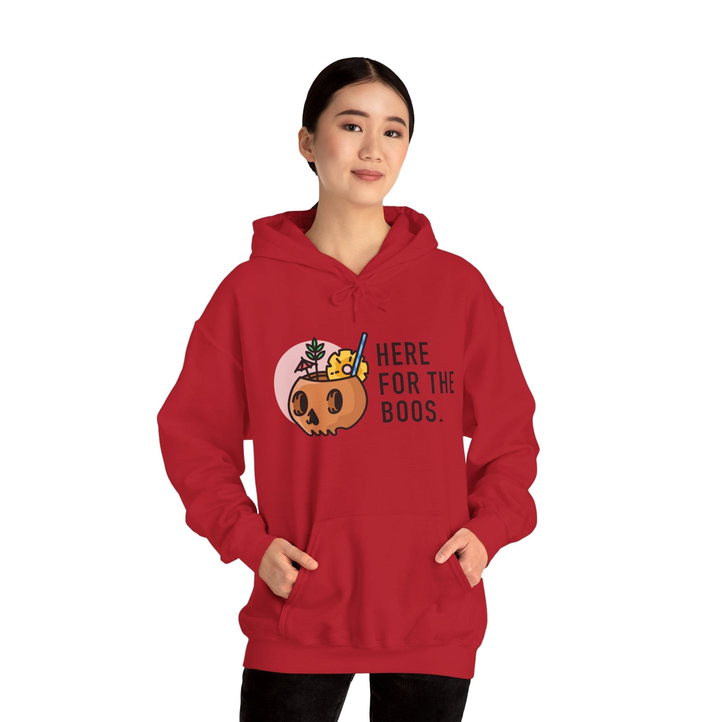 Halloween Skull Hoodie, Cozy Sweatshirt for Fall, Here for the Boos, Unisex Sweatshirt, Perfect for Halloween, Gift for Spooky Season