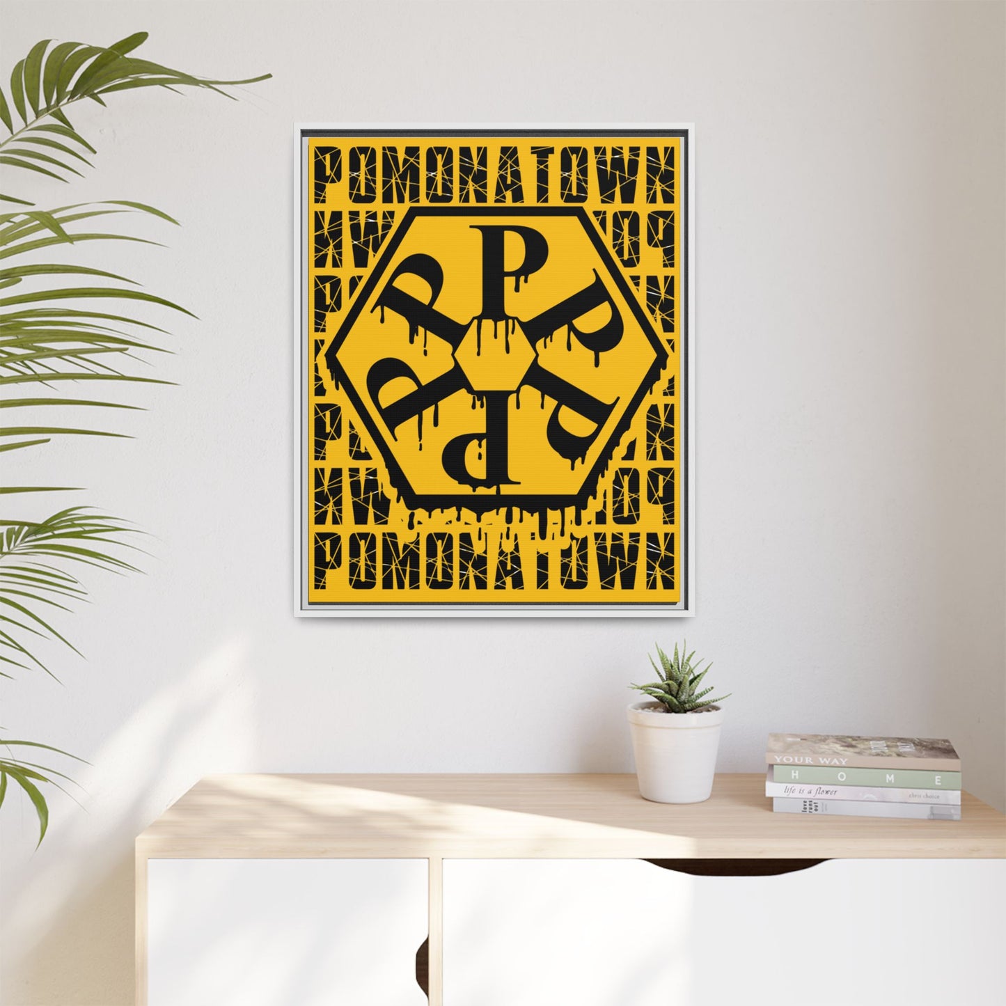 Framed Canvas Art Print, Urban Home Decor, Wall Art for Pomonatown Lovers, Typography Artwork, Gift for Friends