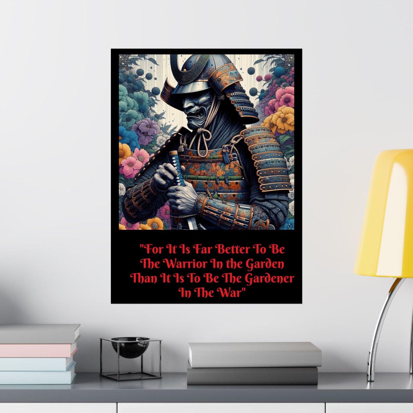 Samurai Warrior Poster, Inspirational Wall Art, Motivational Home Decor, Japanese Aesthetic Print, Garden and War Quote