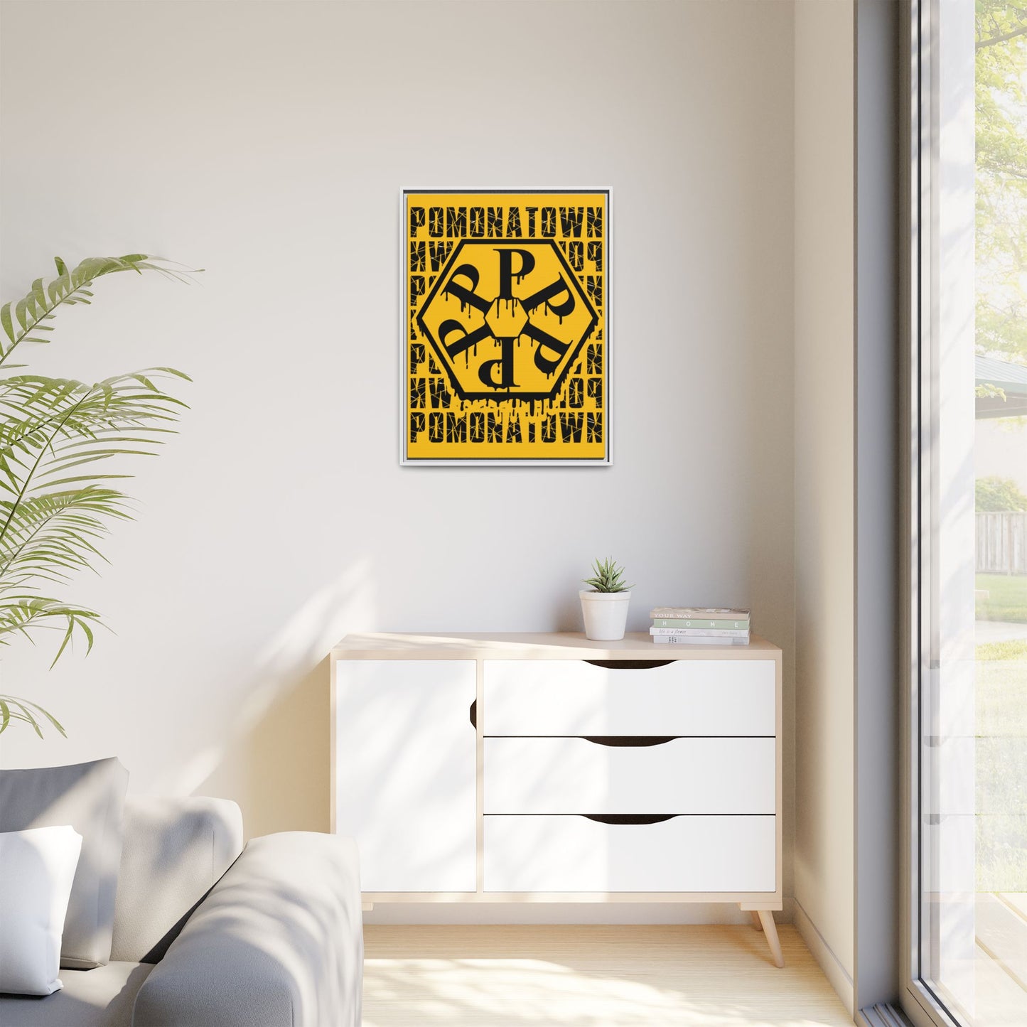 Framed Canvas Art Print, Urban Home Decor, Wall Art for Pomonatown Lovers, Typography Artwork, Gift for Friends