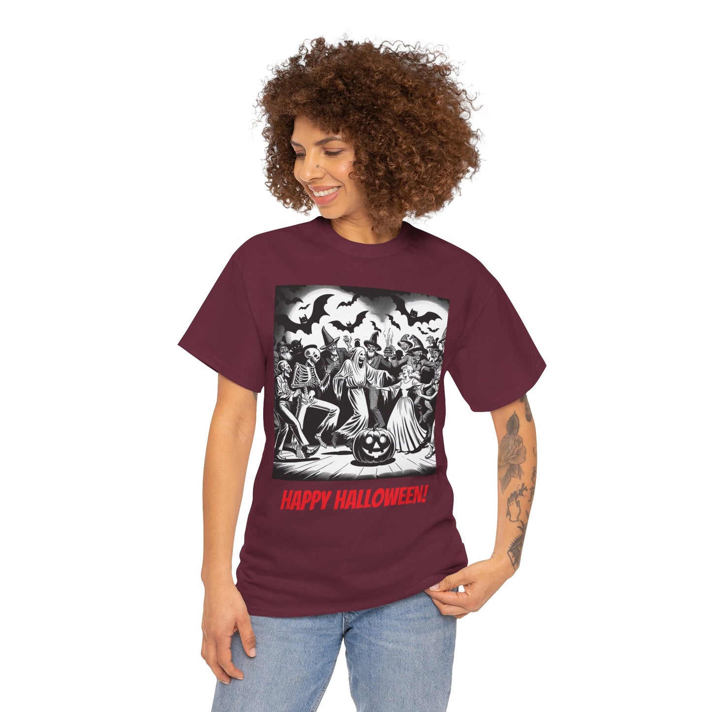 Halloween Party Unisex Heavy Cotton Tee, Spooky Costume Shirt, Halloween Celebration Tee, Trick or Treat Apparel, Casual Autumn Wear