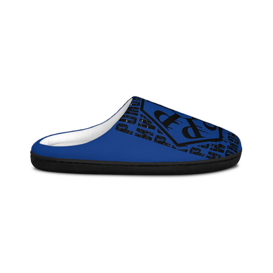 Cozy Blue Graphic Slippers for Men, Indoor Comfort Slippers, House Shoes, Gift for Him, Stylish Loungewear