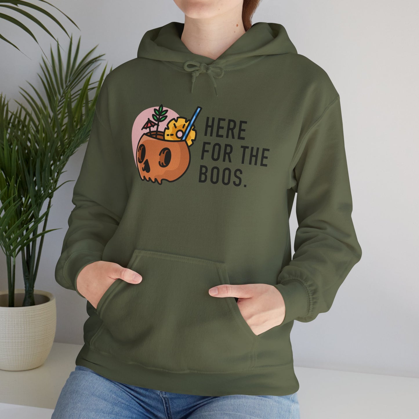 Halloween Skull Hoodie, Cozy Sweatshirt for Fall, Here for the Boos, Unisex Sweatshirt, Perfect for Halloween, Gift for Spooky Season