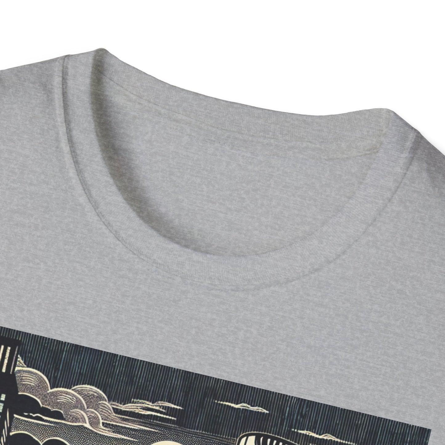 Retro Cityscape Graphic T-Shirt, Urban Art Tee, Casual Wear, Perfect Gift for Art Lovers, Street Style Fashion, Unisex Tee