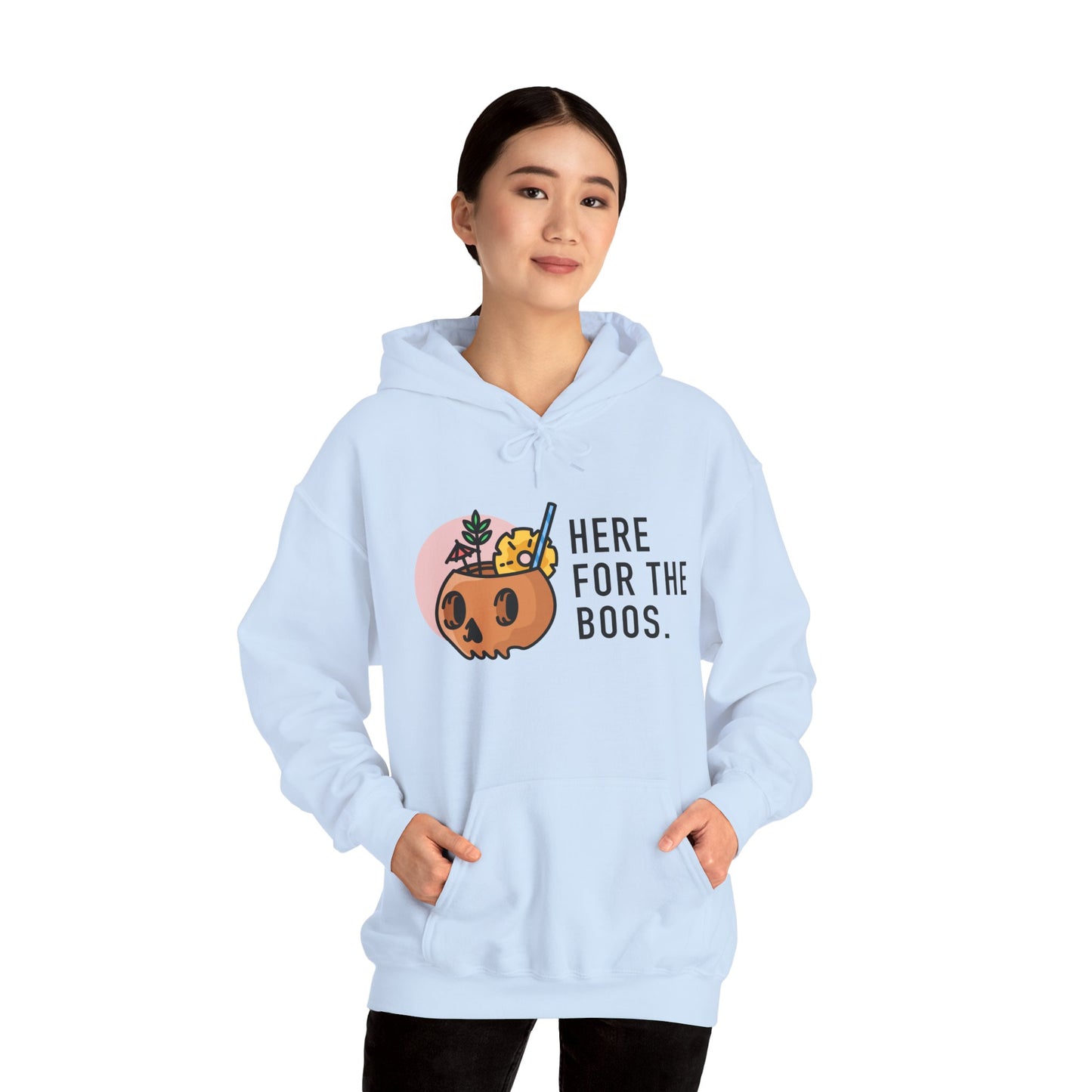 Halloween Skull Hoodie, Cozy Sweatshirt for Fall, Here for the Boos, Unisex Sweatshirt, Perfect for Halloween, Gift for Spooky Season