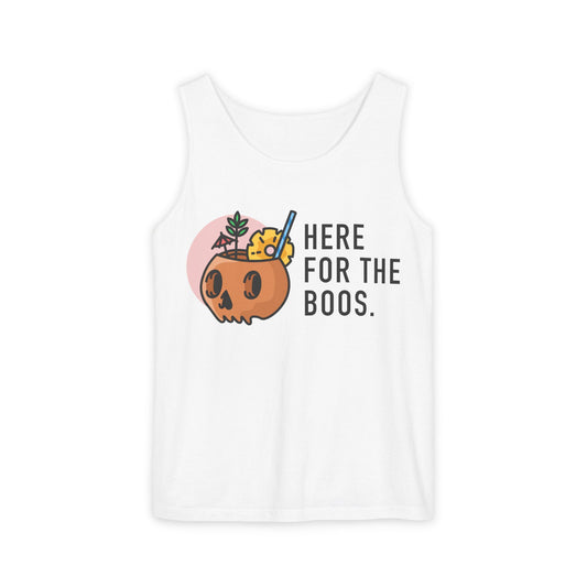 Halloween Festive Tank Top, Casual Summer Top, Unisex Tank, Here for the Boos Shirt, Party Wear, Fall Fashion, Trendy Halloween Apparel