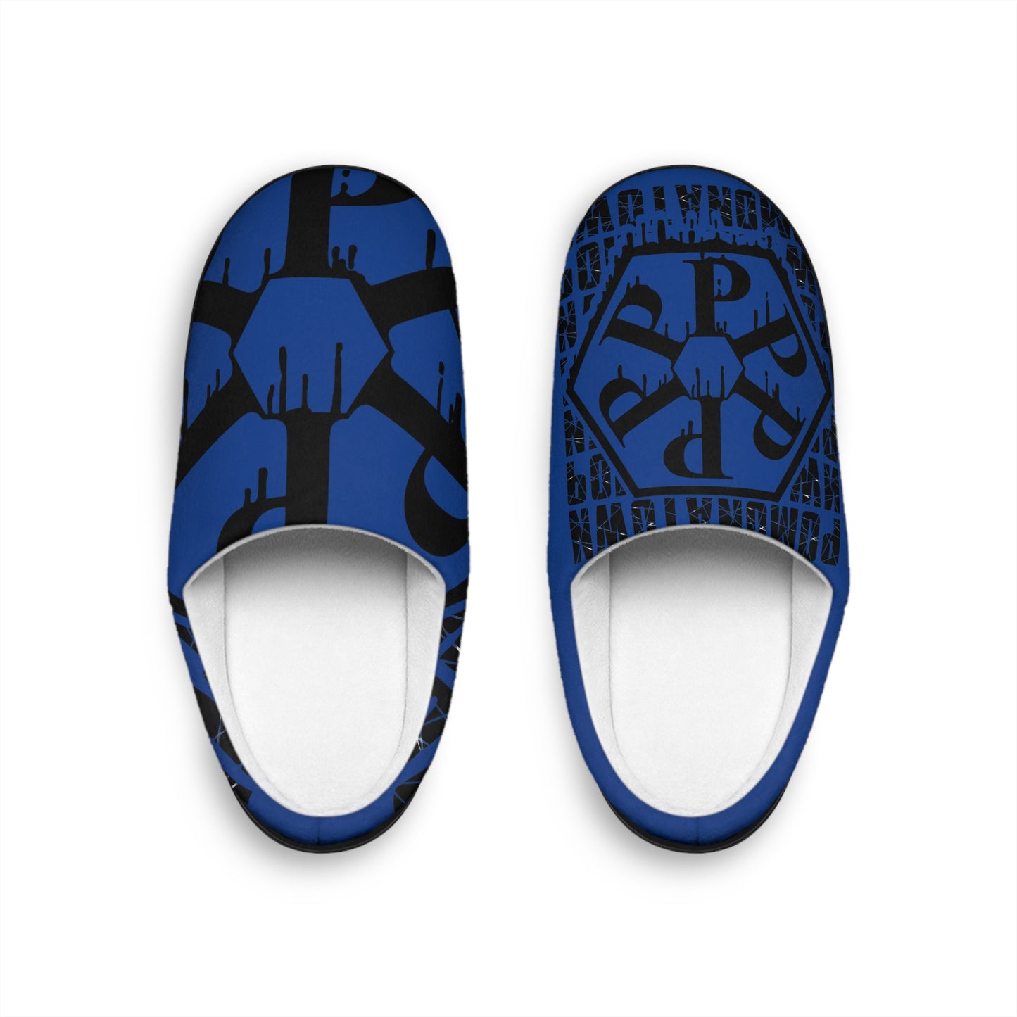 Cozy Blue Graphic Slippers for Men, Indoor Comfort Slippers, House Shoes, Gift for Him, Stylish Loungewear