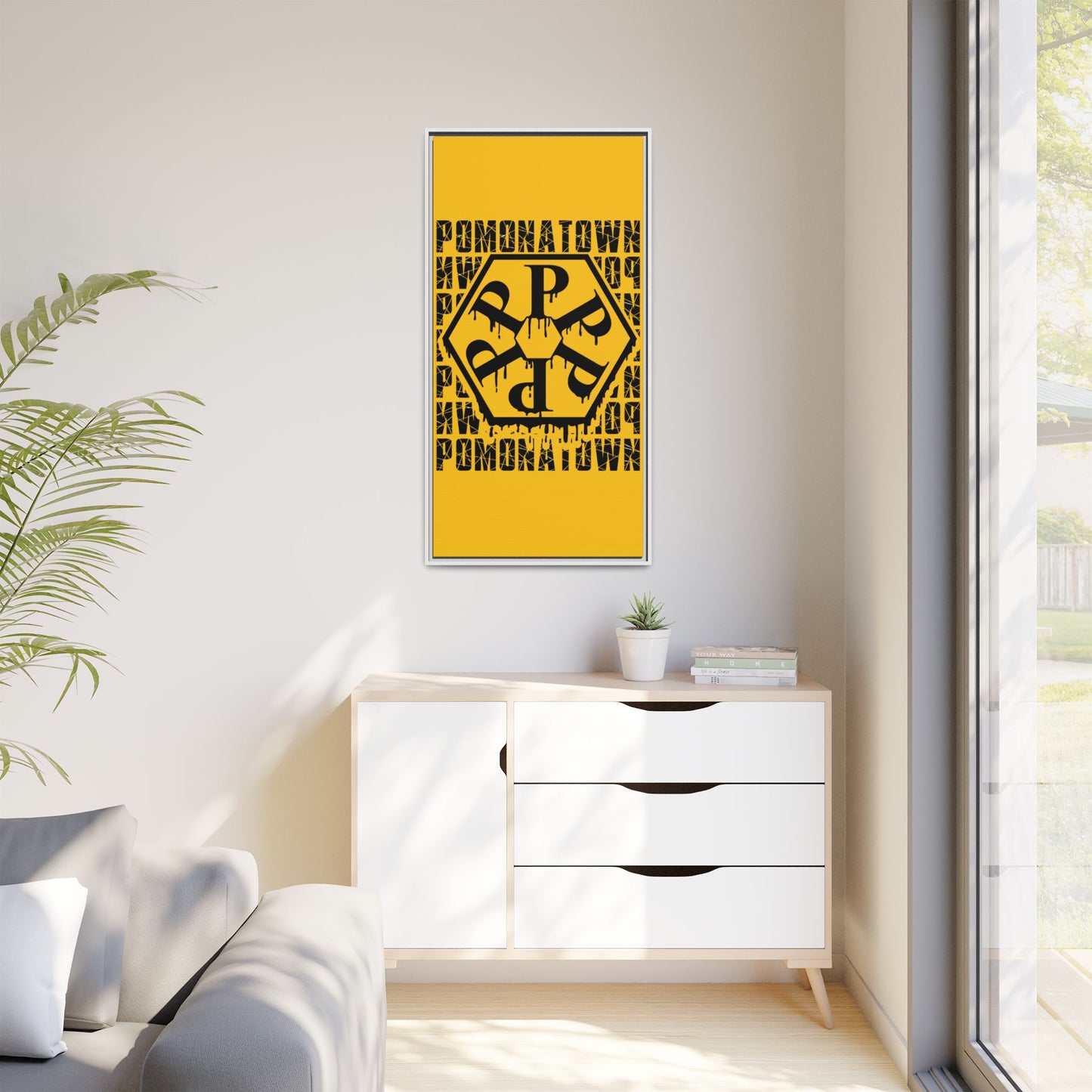 Framed Canvas Art Print, Urban Home Decor, Wall Art for Pomonatown Lovers, Typography Artwork, Gift for Friends