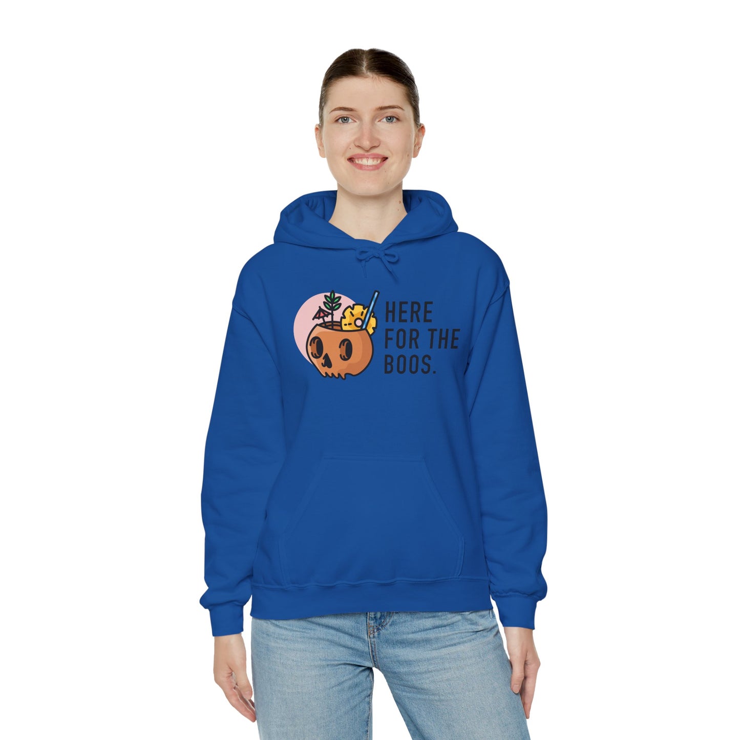 Halloween Skull Hoodie, Cozy Sweatshirt for Fall, Here for the Boos, Unisex Sweatshirt, Perfect for Halloween, Gift for Spooky Season