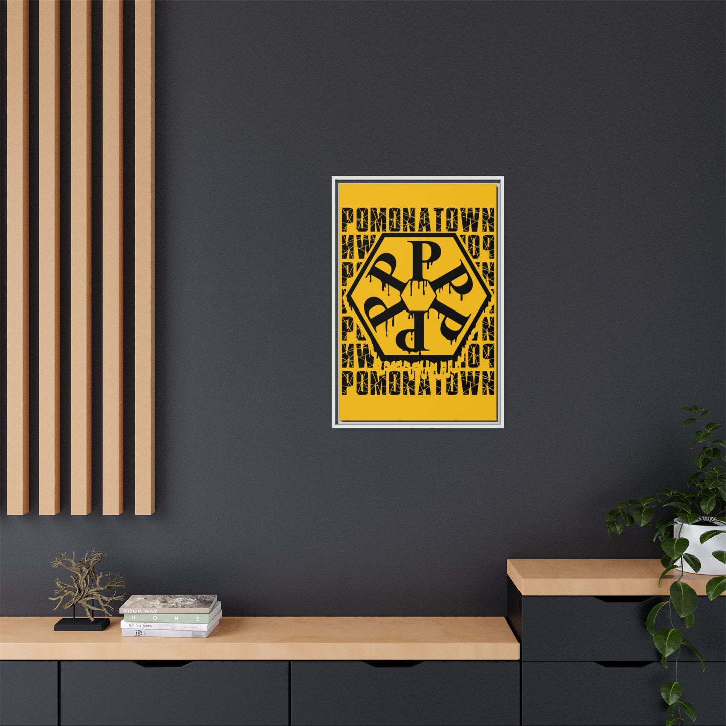 Framed Canvas Art Print, Urban Home Decor, Wall Art for Pomonatown Lovers, Typography Artwork, Gift for Friends