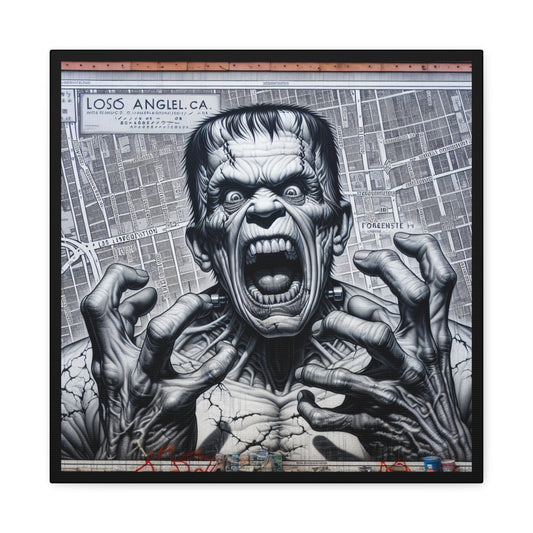Frankenstein Wall Art, Matte Canvas Decor for Halloween, Gothic Home, Horror Art, Gift for Horror Fans, Unique Wall Hanging