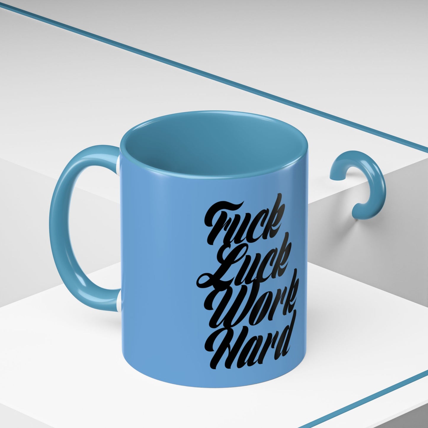 Motivational Coffee Mug - 'Luck & Work Hard', Inspirational Gift for Coffee Lovers, Office Decor, Birthday Present, Home Essentials