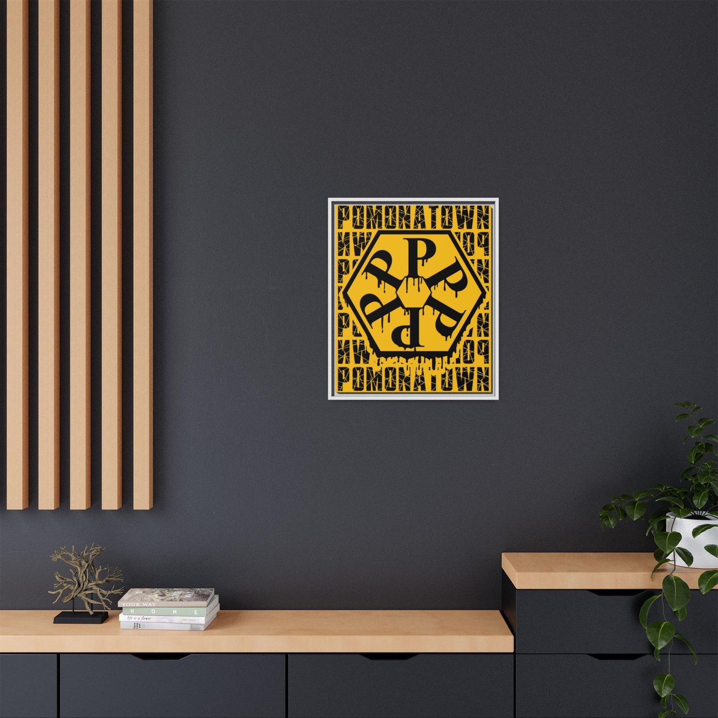 Framed Canvas Art Print, Urban Home Decor, Wall Art for Pomonatown Lovers, Typography Artwork, Gift for Friends