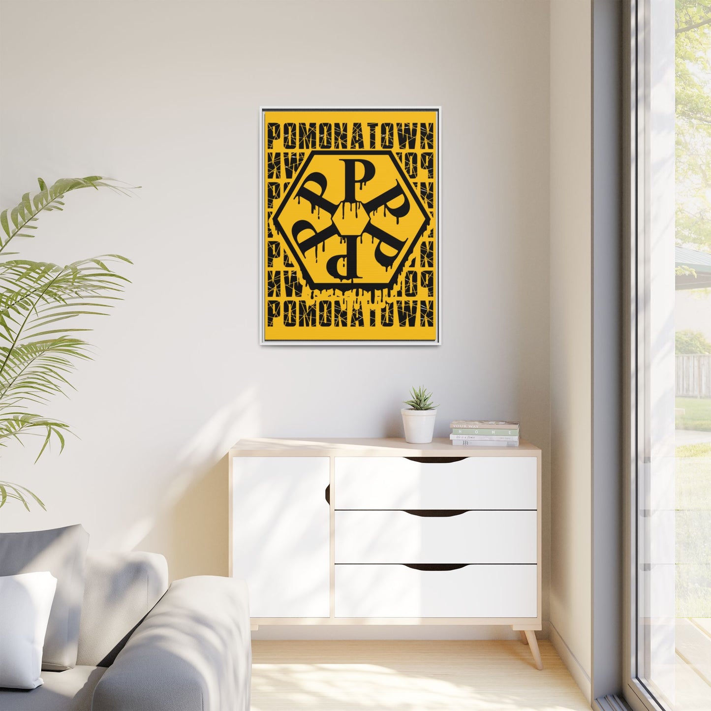 Framed Canvas Art Print, Urban Home Decor, Wall Art for Pomonatown Lovers, Typography Artwork, Gift for Friends