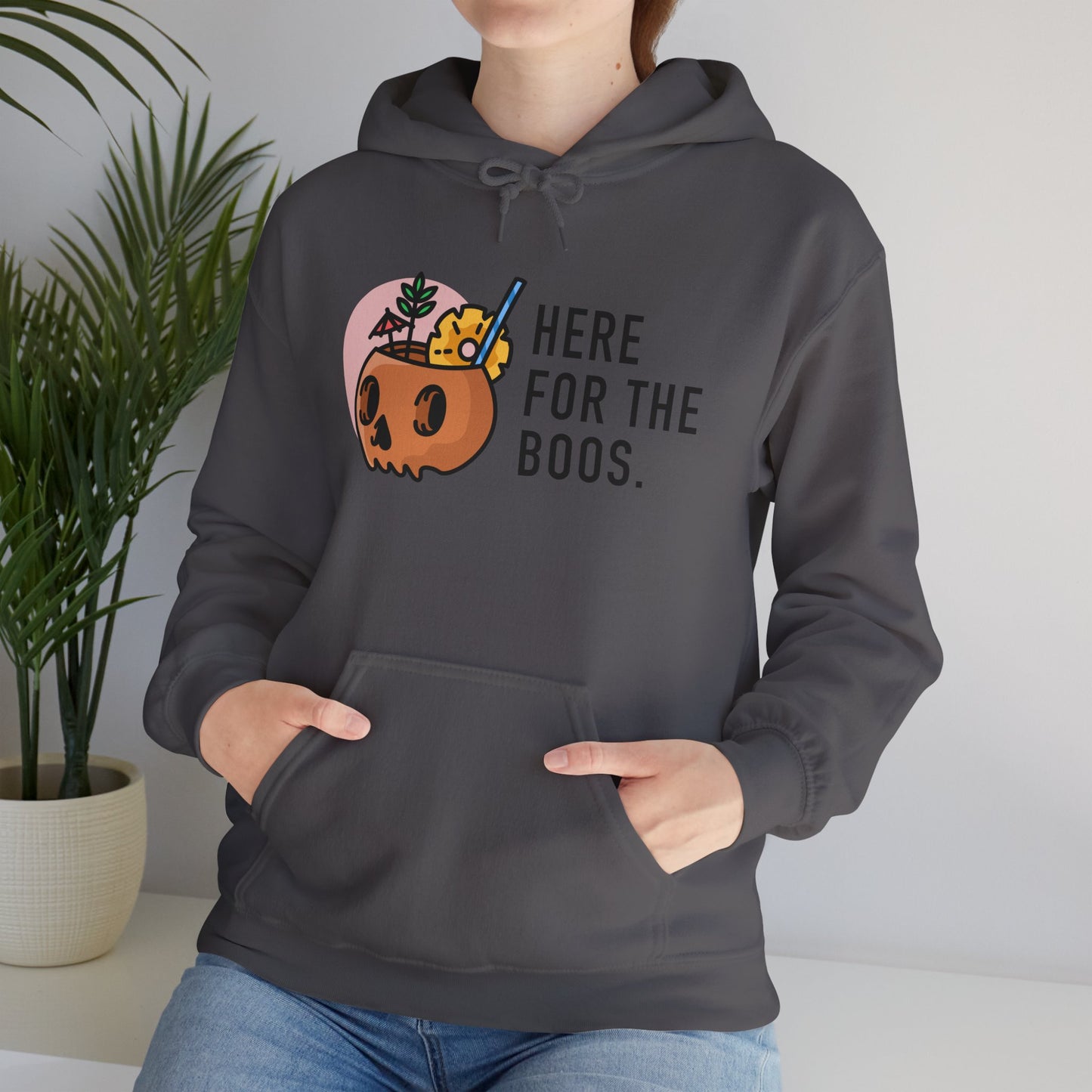 Halloween Skull Hoodie, Cozy Sweatshirt for Fall, Here for the Boos, Unisex Sweatshirt, Perfect for Halloween, Gift for Spooky Season