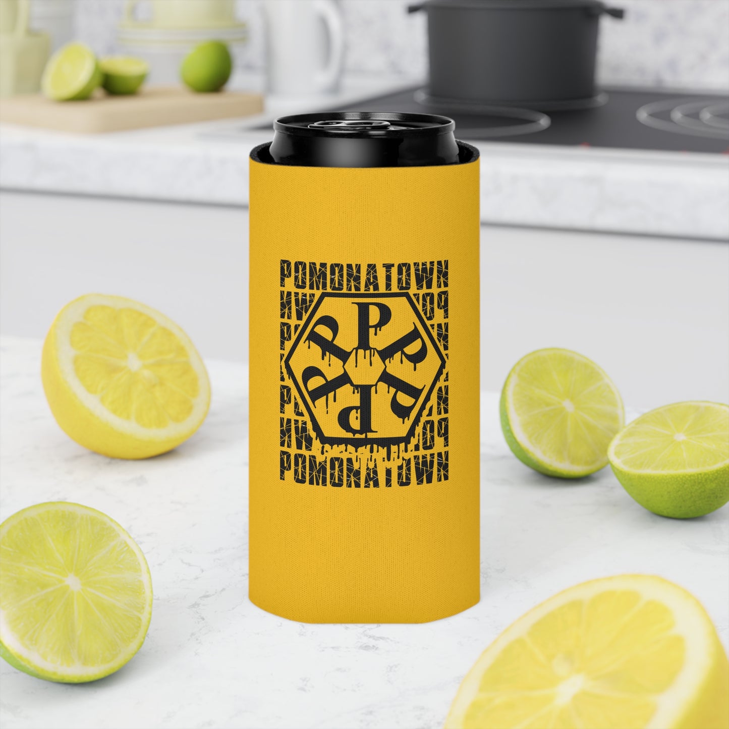 Cooler with Pomonatown Design, Insulated Beverage Holder, Party Favor, Summer BBQ Accessory, Outdoor Event Gear, Custom Drink Sleeve