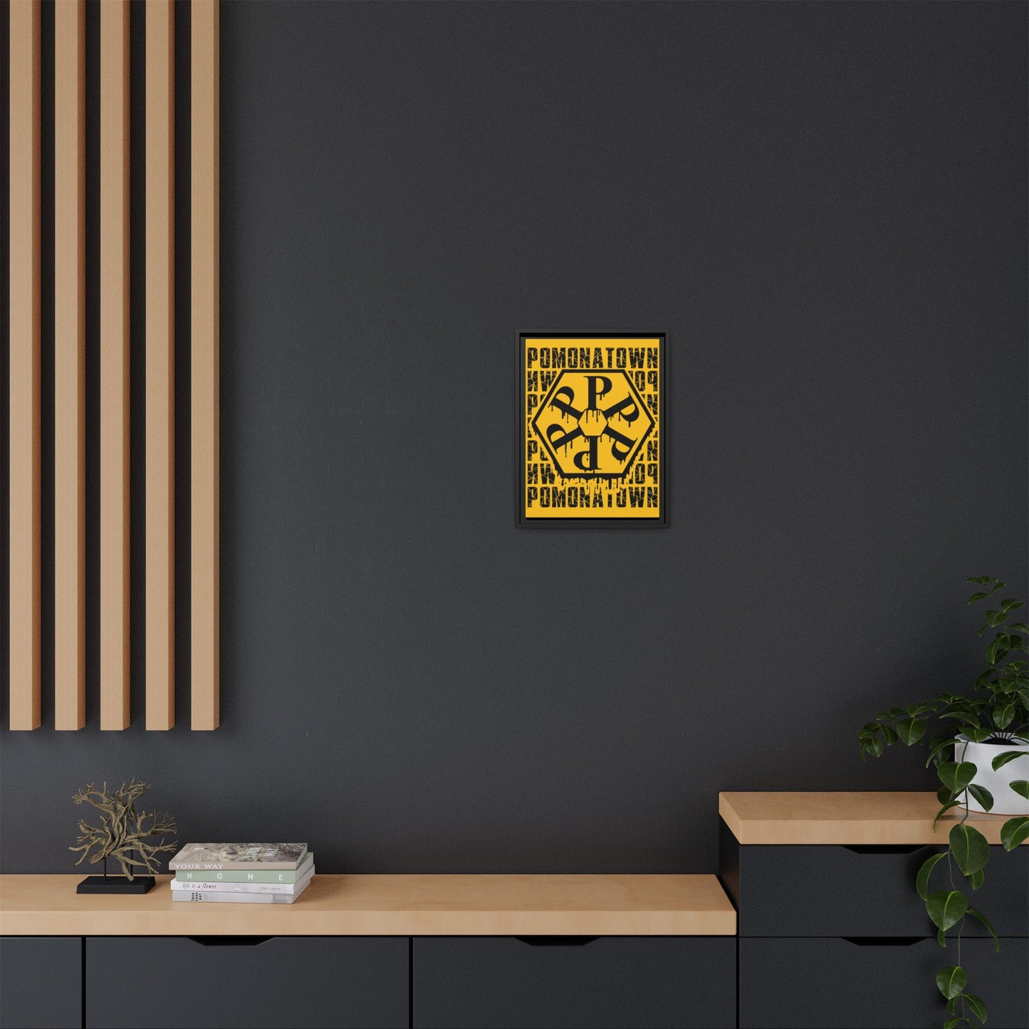 Framed Canvas Art Print, Urban Home Decor, Wall Art for Pomonatown Lovers, Typography Artwork, Gift for Friends