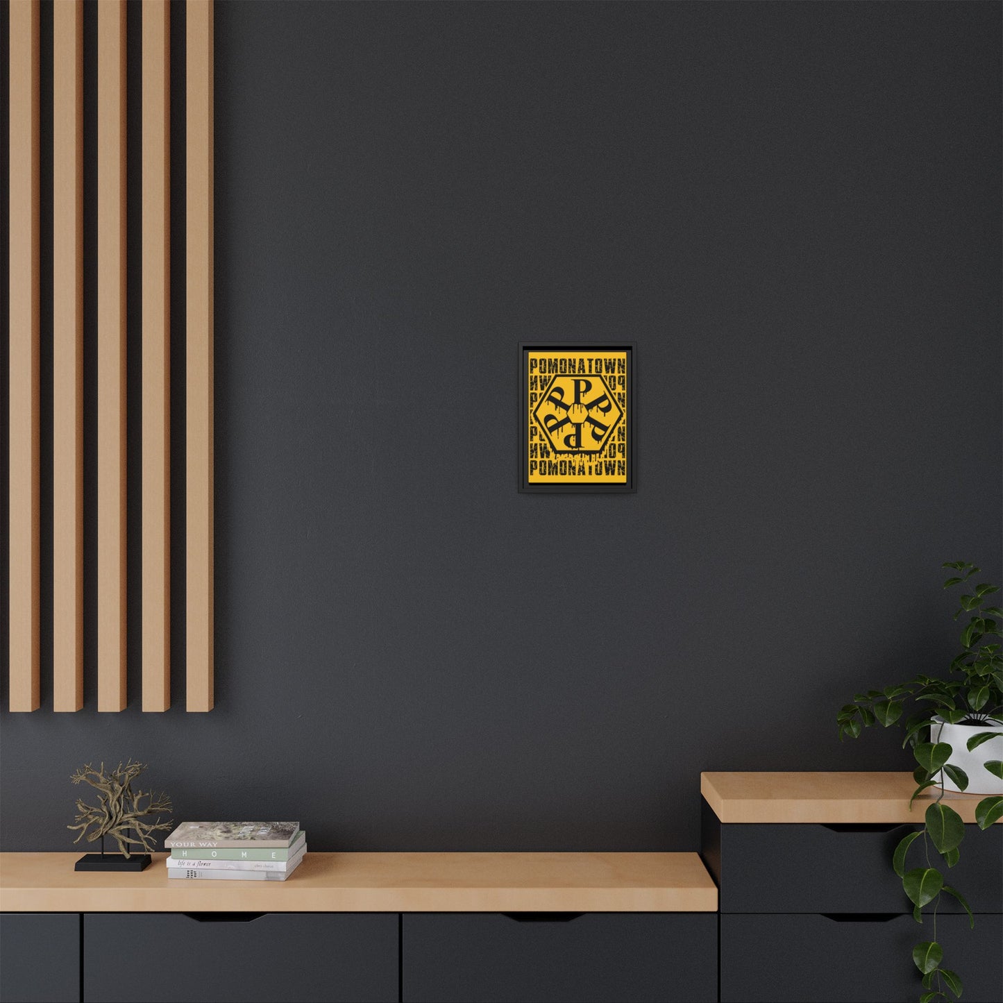 Framed Canvas Art Print, Urban Home Decor, Wall Art for Pomonatown Lovers, Typography Artwork, Gift for Friends