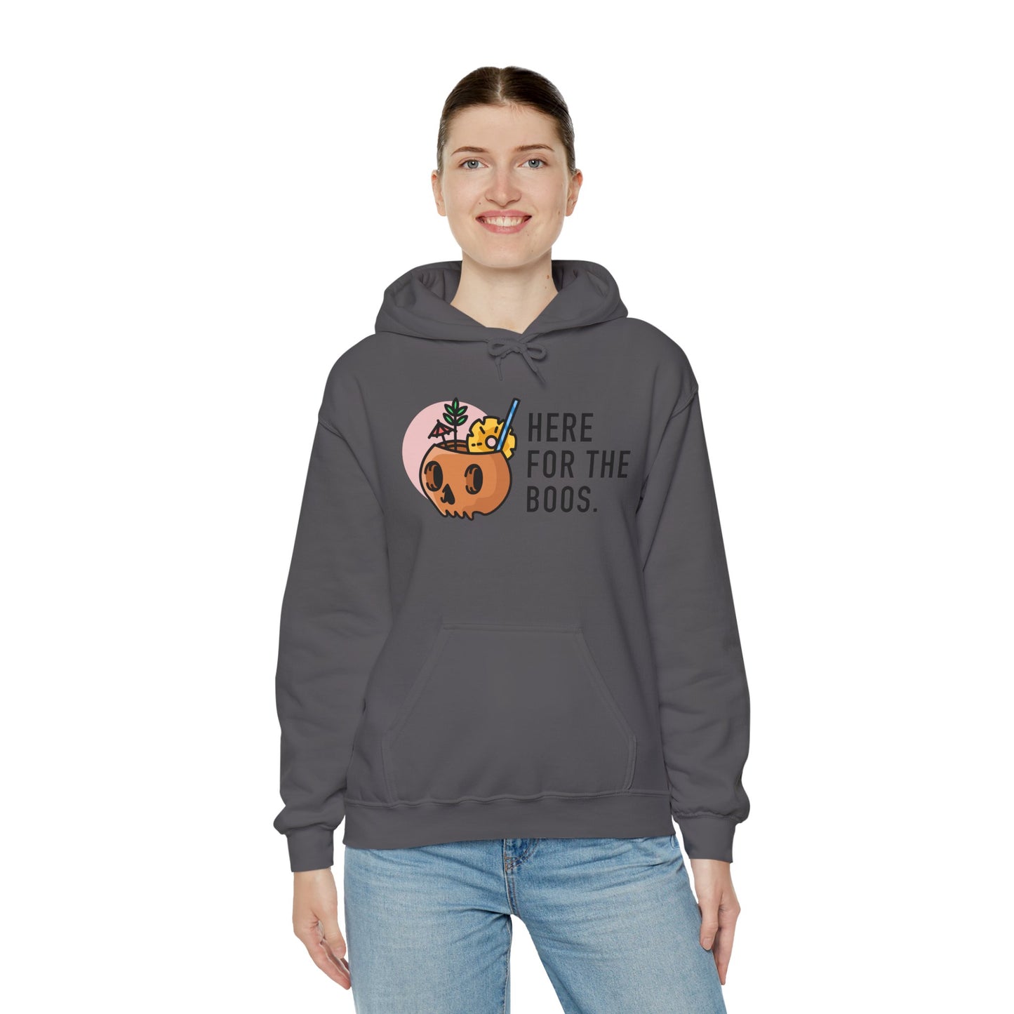 Halloween Skull Hoodie, Cozy Sweatshirt for Fall, Here for the Boos, Unisex Sweatshirt, Perfect for Halloween, Gift for Spooky Season