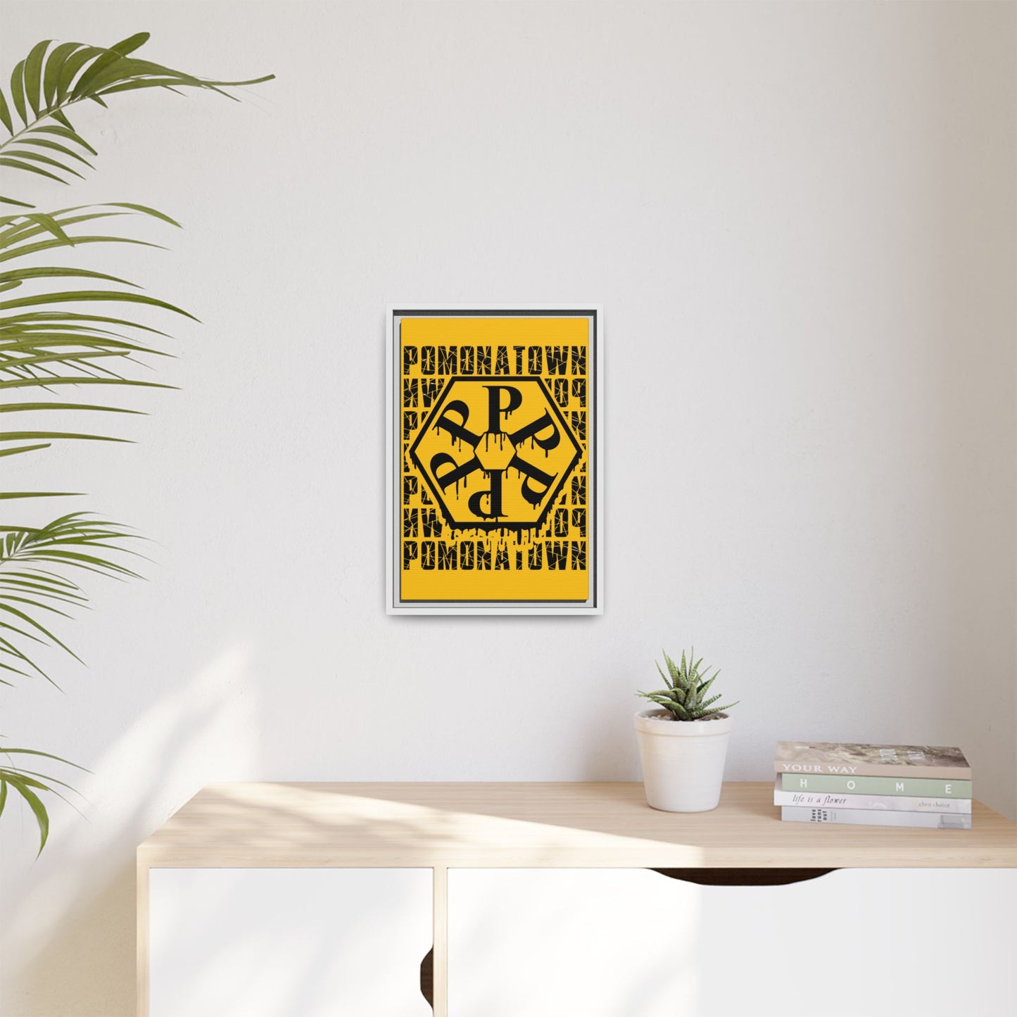 Framed Canvas Art Print, Urban Home Decor, Wall Art for Pomonatown Lovers, Typography Artwork, Gift for Friends