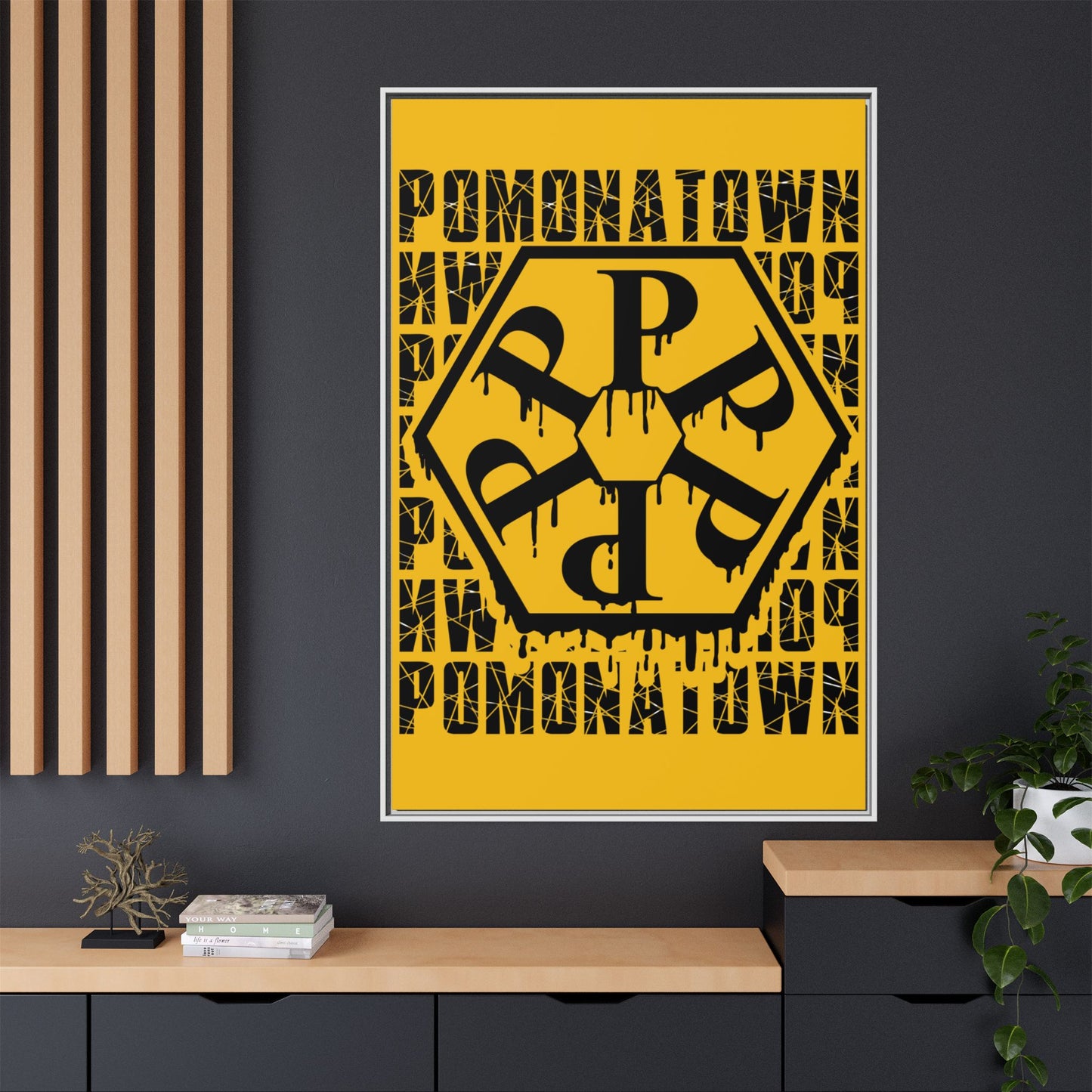 Framed Canvas Art Print, Urban Home Decor, Wall Art for Pomonatown Lovers, Typography Artwork, Gift for Friends