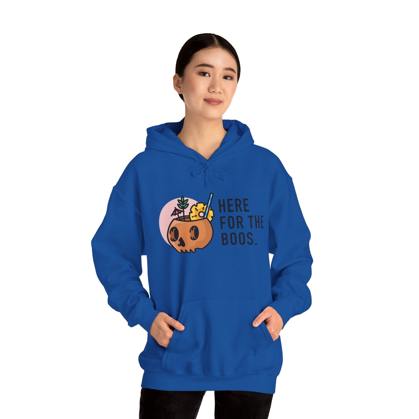 Halloween Skull Hoodie, Cozy Sweatshirt for Fall, Here for the Boos, Unisex Sweatshirt, Perfect for Halloween, Gift for Spooky Season