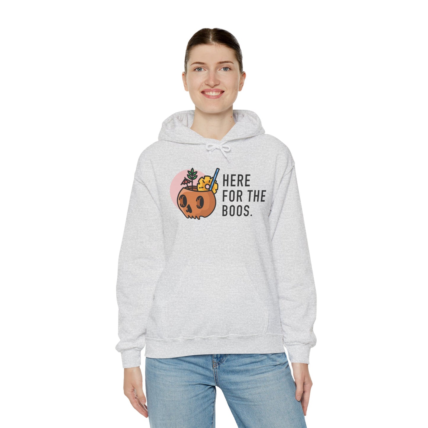 Halloween Skull Hoodie, Cozy Sweatshirt for Fall, Here for the Boos, Unisex Sweatshirt, Perfect for Halloween, Gift for Spooky Season