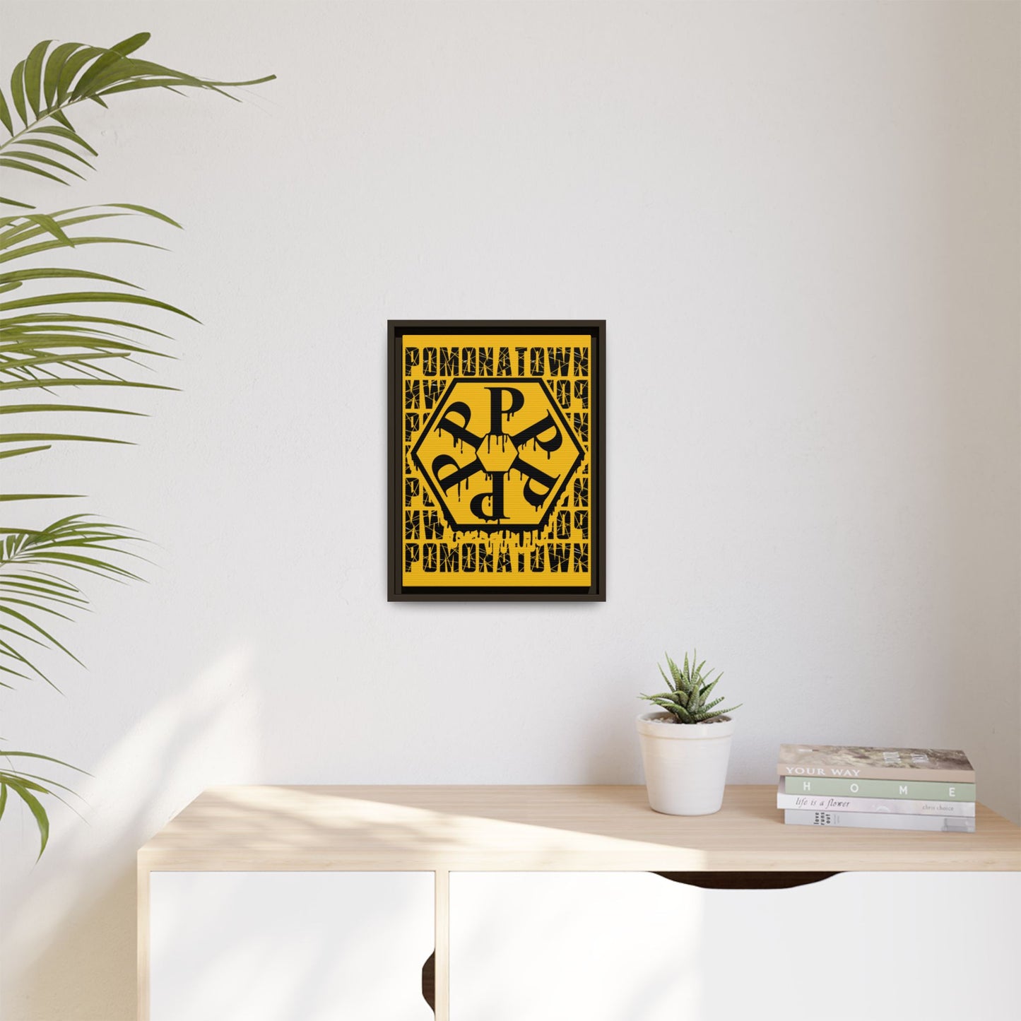 Framed Canvas Art Print, Urban Home Decor, Wall Art for Pomonatown Lovers, Typography Artwork, Gift for Friends