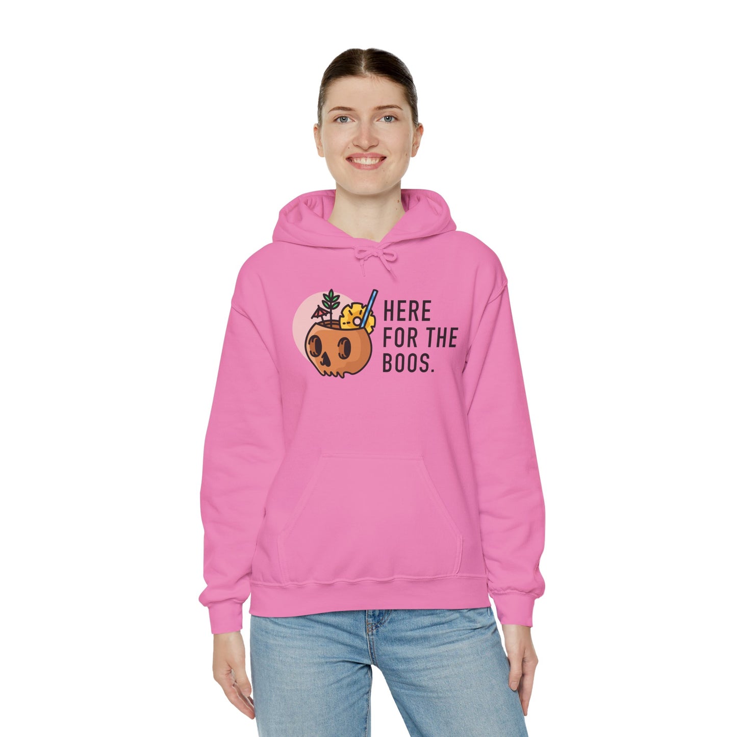 Halloween Skull Hoodie, Cozy Sweatshirt for Fall, Here for the Boos, Unisex Sweatshirt, Perfect for Halloween, Gift for Spooky Season