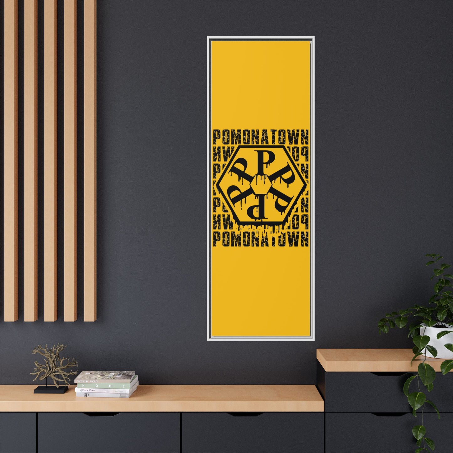 Framed Canvas Art Print, Urban Home Decor, Wall Art for Pomonatown Lovers, Typography Artwork, Gift for Friends