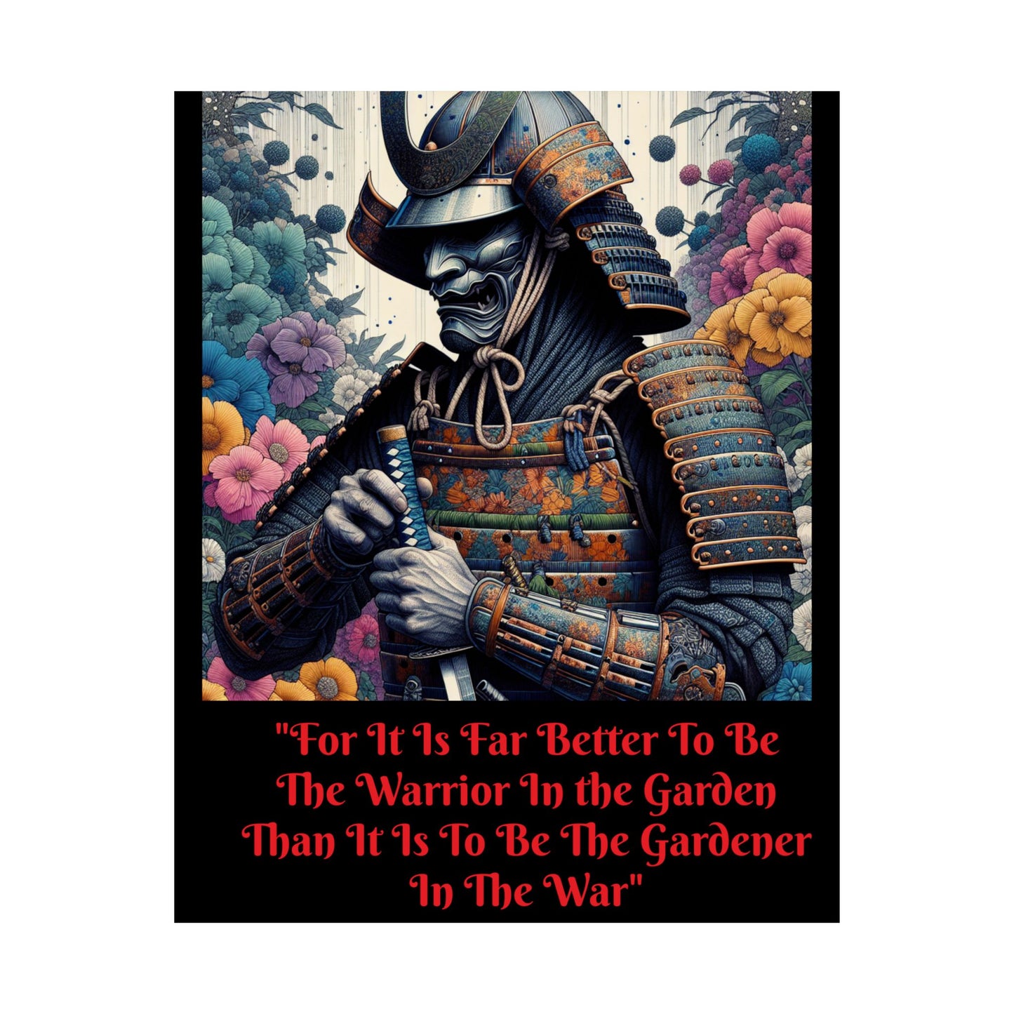 Samurai Warrior Poster, Inspirational Wall Art, Motivational Home Decor, Japanese Aesthetic Print, Garden and War Quote