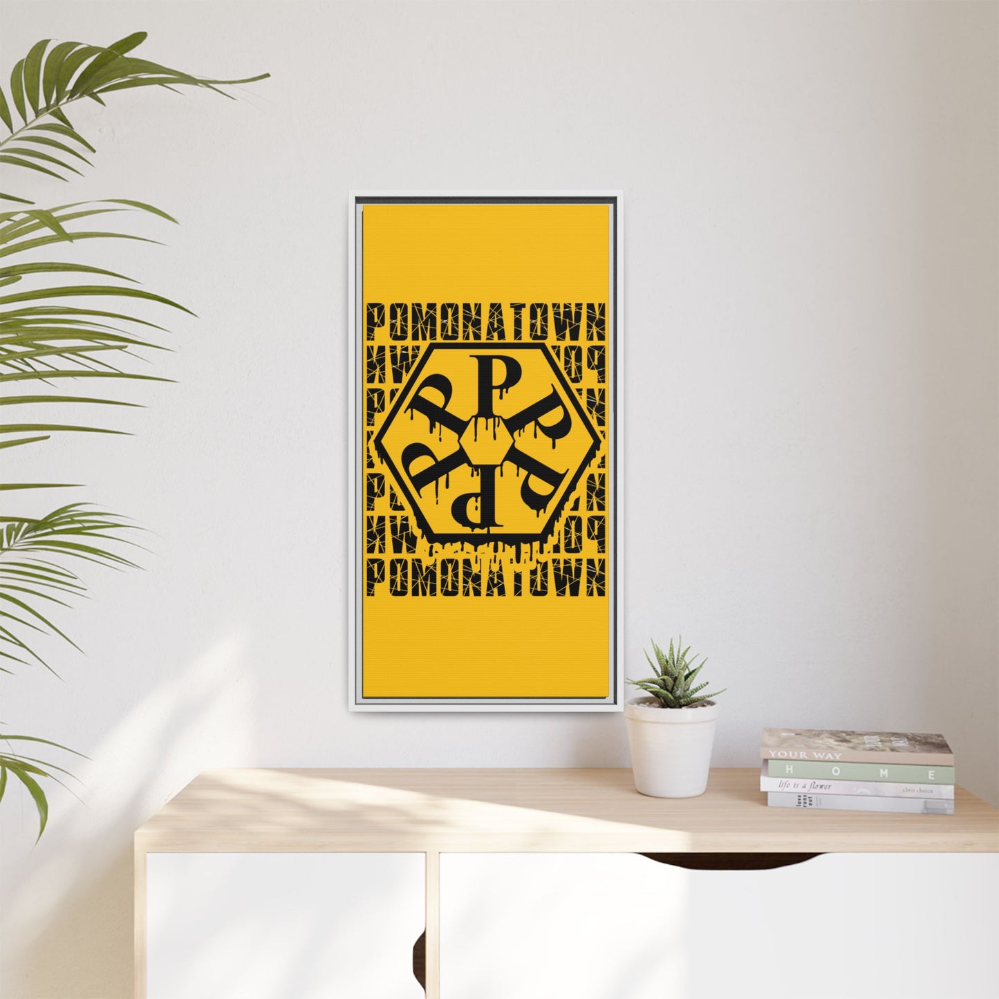 Framed Canvas Art Print, Urban Home Decor, Wall Art for Pomonatown Lovers, Typography Artwork, Gift for Friends