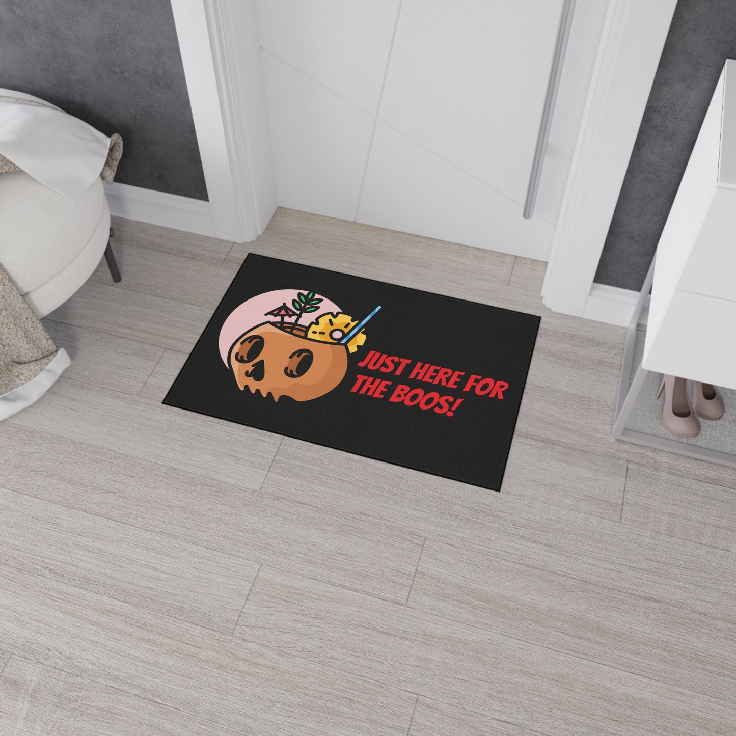 Halloween-Themed Heavy Duty Floor Mat, Fun Doormat for Home, Party Decor, Holiday Decorations, Just Here for the Boos!