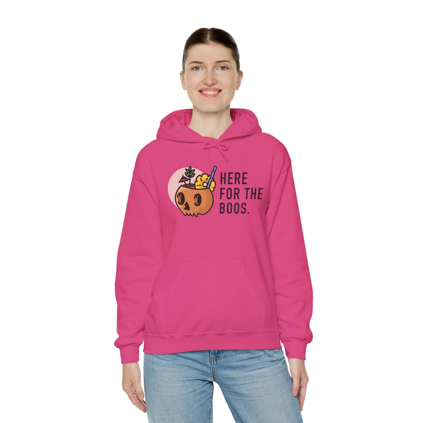 Halloween Skull Hoodie, Cozy Sweatshirt for Fall, Here for the Boos, Unisex Sweatshirt, Perfect for Halloween, Gift for Spooky Season