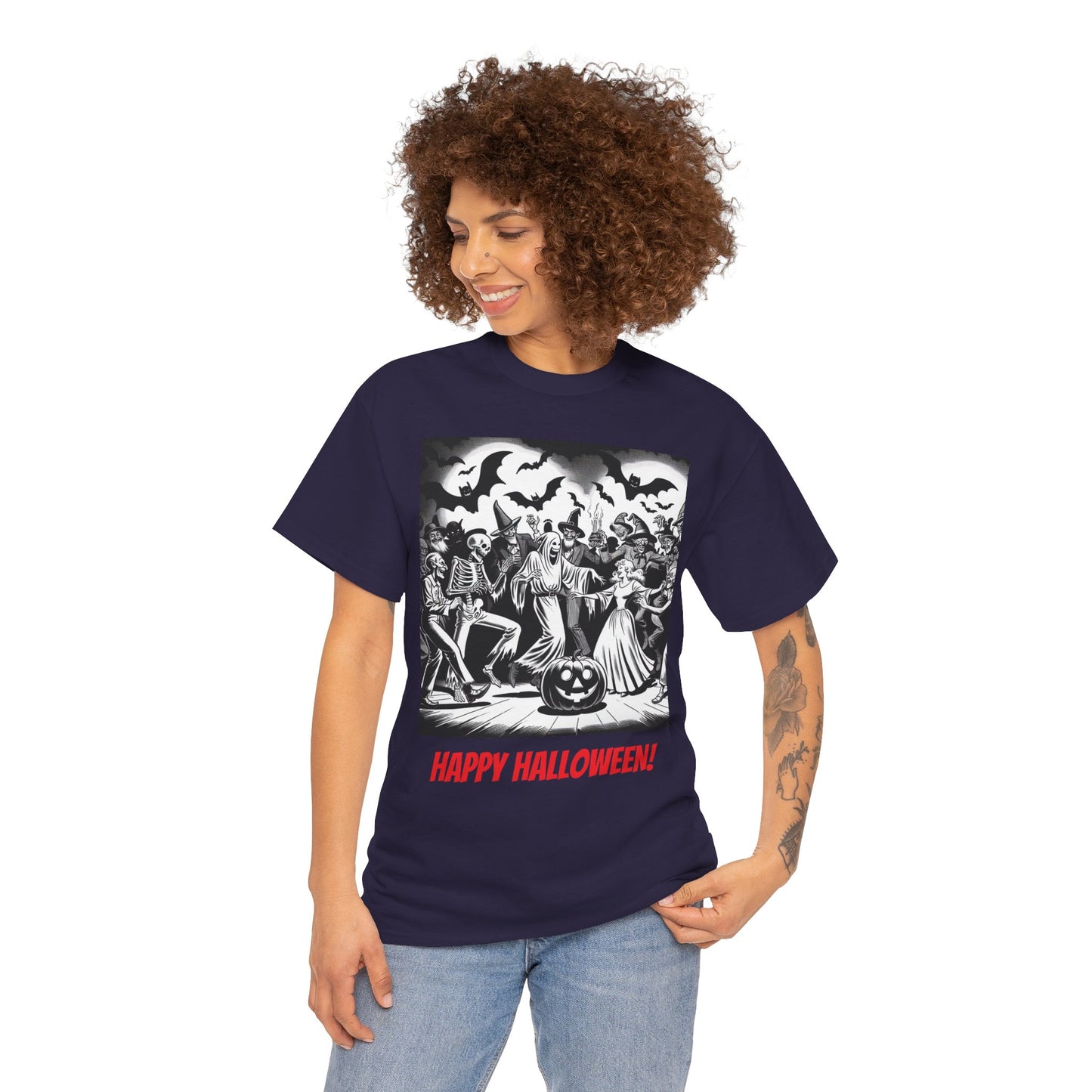 Halloween Party Unisex Heavy Cotton Tee, Spooky Costume Shirt, Halloween Celebration Tee, Trick or Treat Apparel, Casual Autumn Wear
