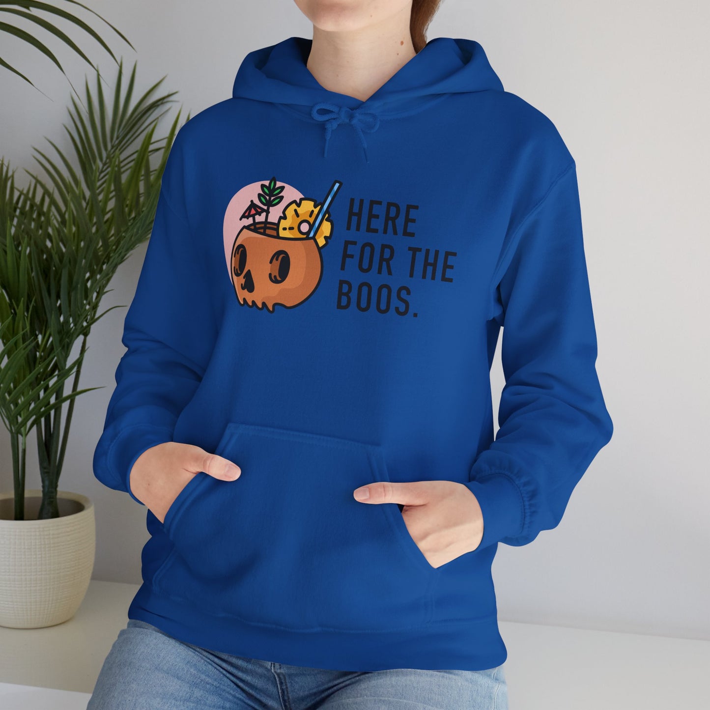 Halloween Skull Hoodie, Cozy Sweatshirt for Fall, Here for the Boos, Unisex Sweatshirt, Perfect for Halloween, Gift for Spooky Season
