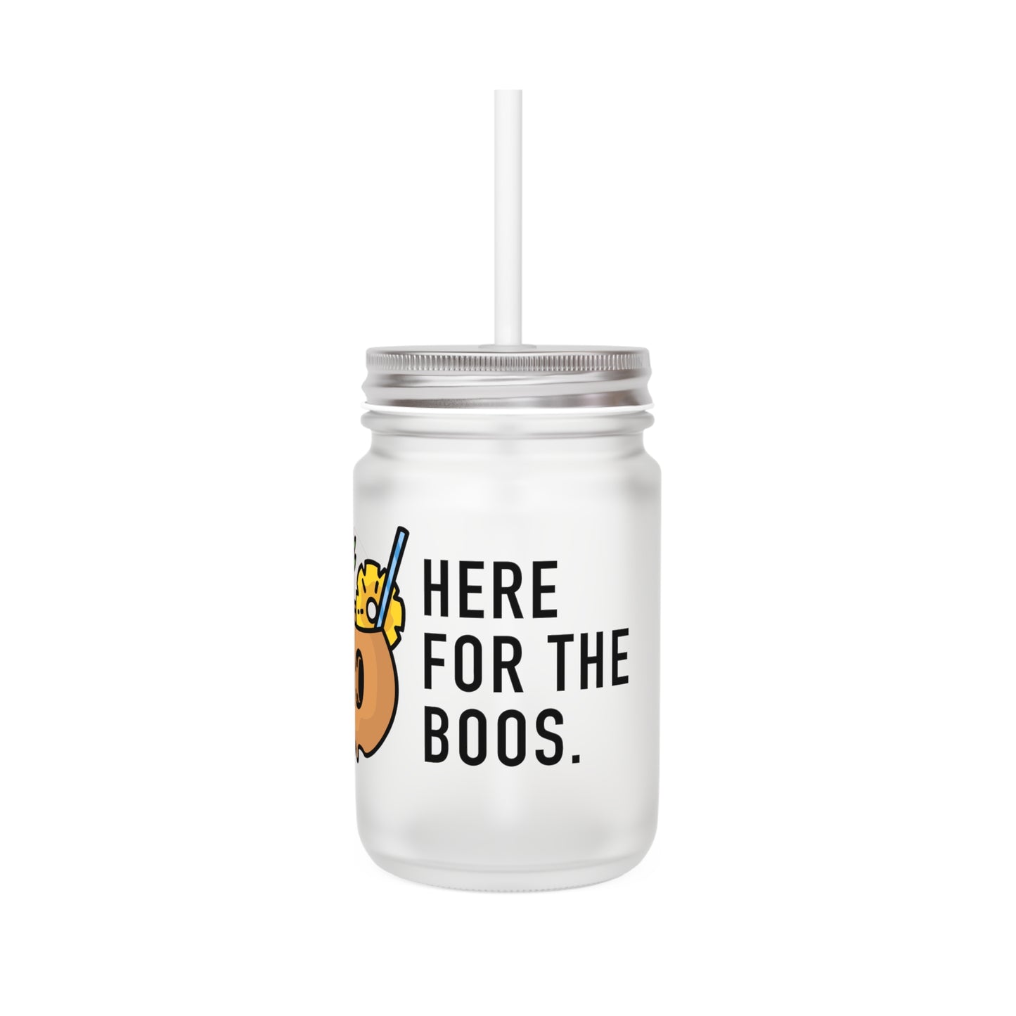 Halloween Mason Jar, Here for the Boos Drinkware, Seasonal Party Cup, Fall Celebration, Cute Decor for Spooky Nights