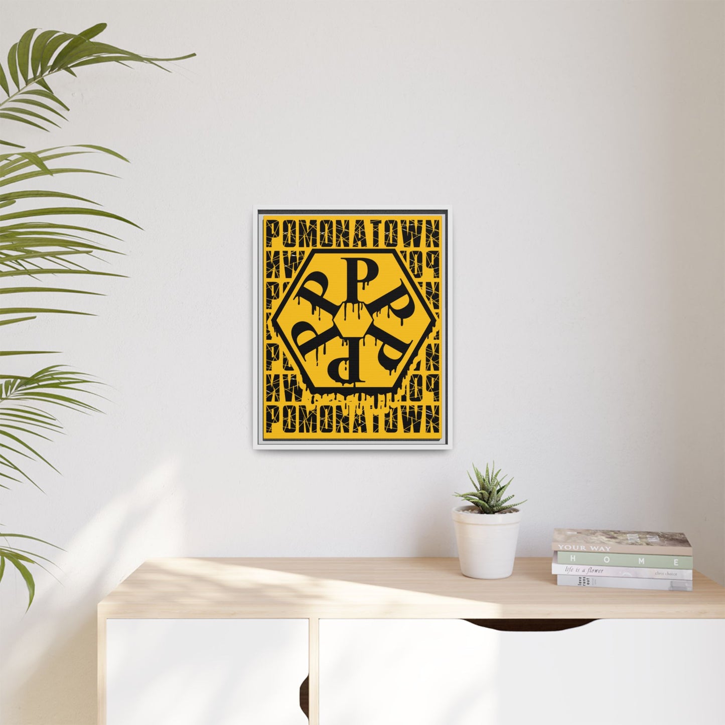 Framed Canvas Art Print, Urban Home Decor, Wall Art for Pomonatown Lovers, Typography Artwork, Gift for Friends
