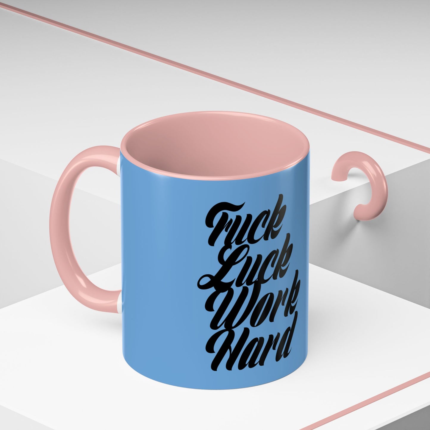 Motivational Coffee Mug - 'Luck & Work Hard', Inspirational Gift for Coffee Lovers, Office Decor, Birthday Present, Home Essentials