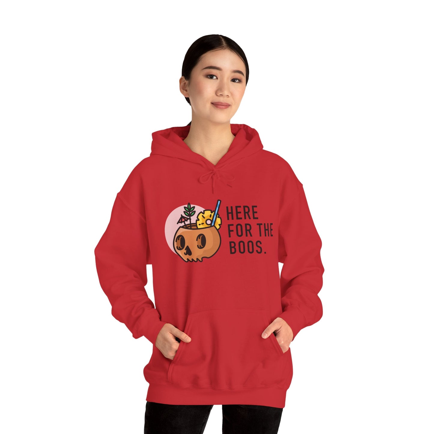 Halloween Skull Hoodie, Cozy Sweatshirt for Fall, Here for the Boos, Unisex Sweatshirt, Perfect for Halloween, Gift for Spooky Season
