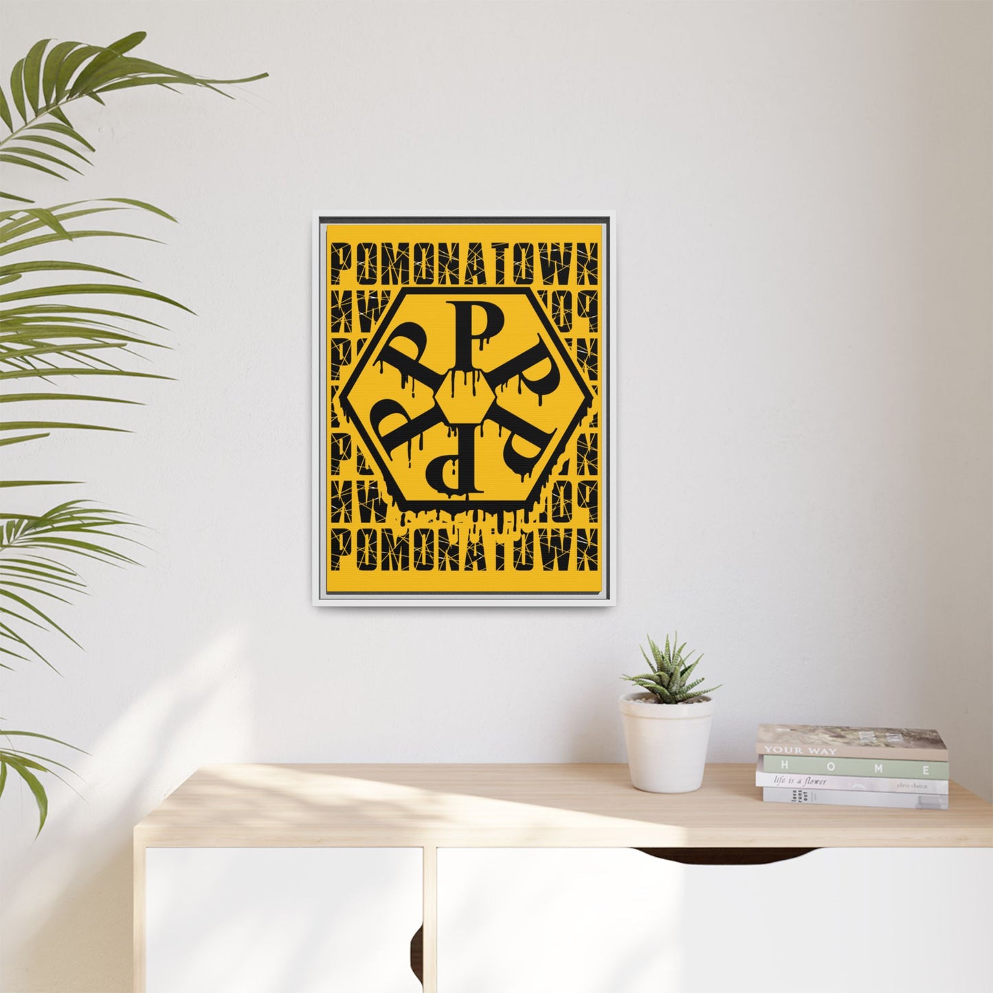 Framed Canvas Art Print, Urban Home Decor, Wall Art for Pomonatown Lovers, Typography Artwork, Gift for Friends