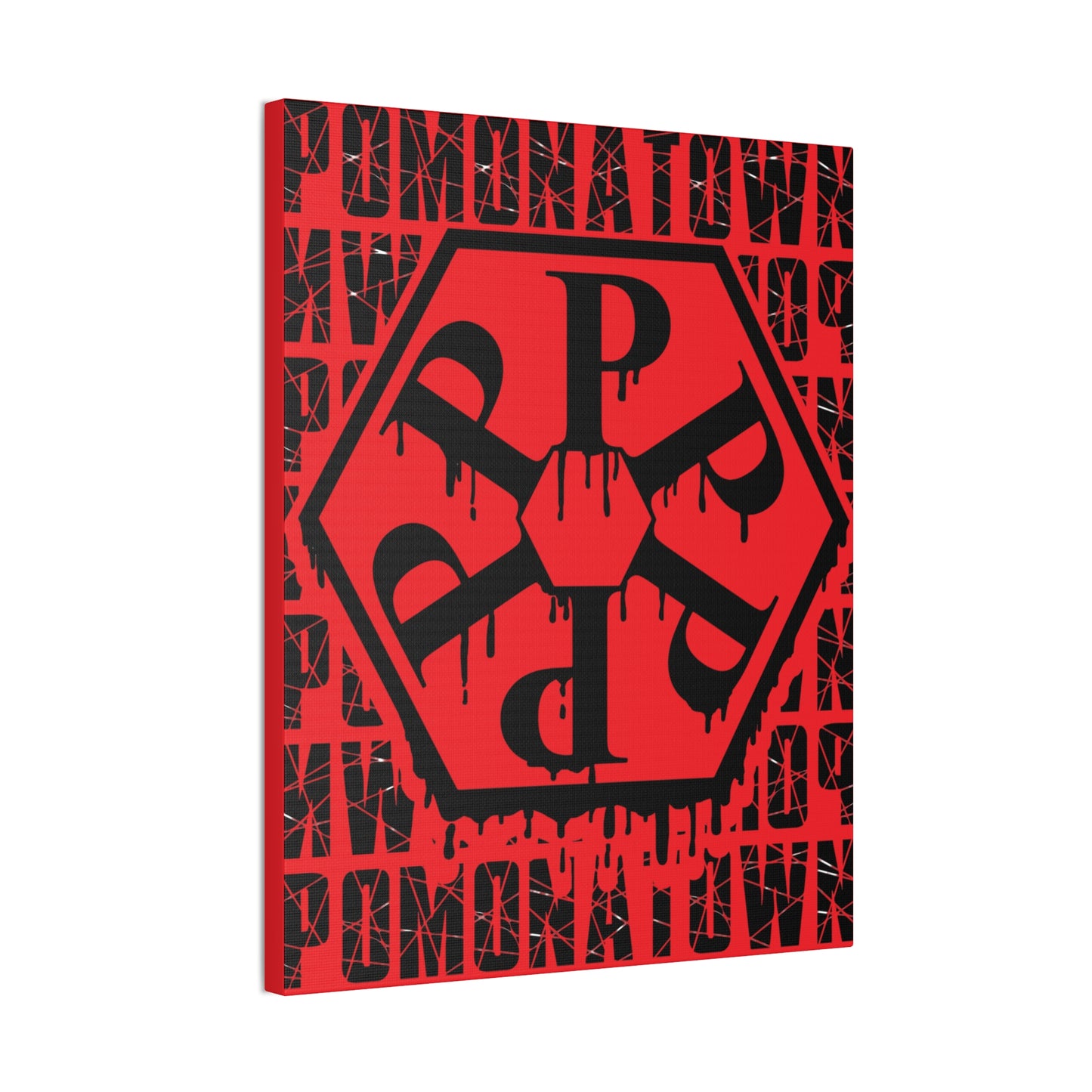 Urban Art Canvas Print, Graffiti Wall Decor, Modern Home Art, Red Hexagon Design, Contemporary Living Room Accent