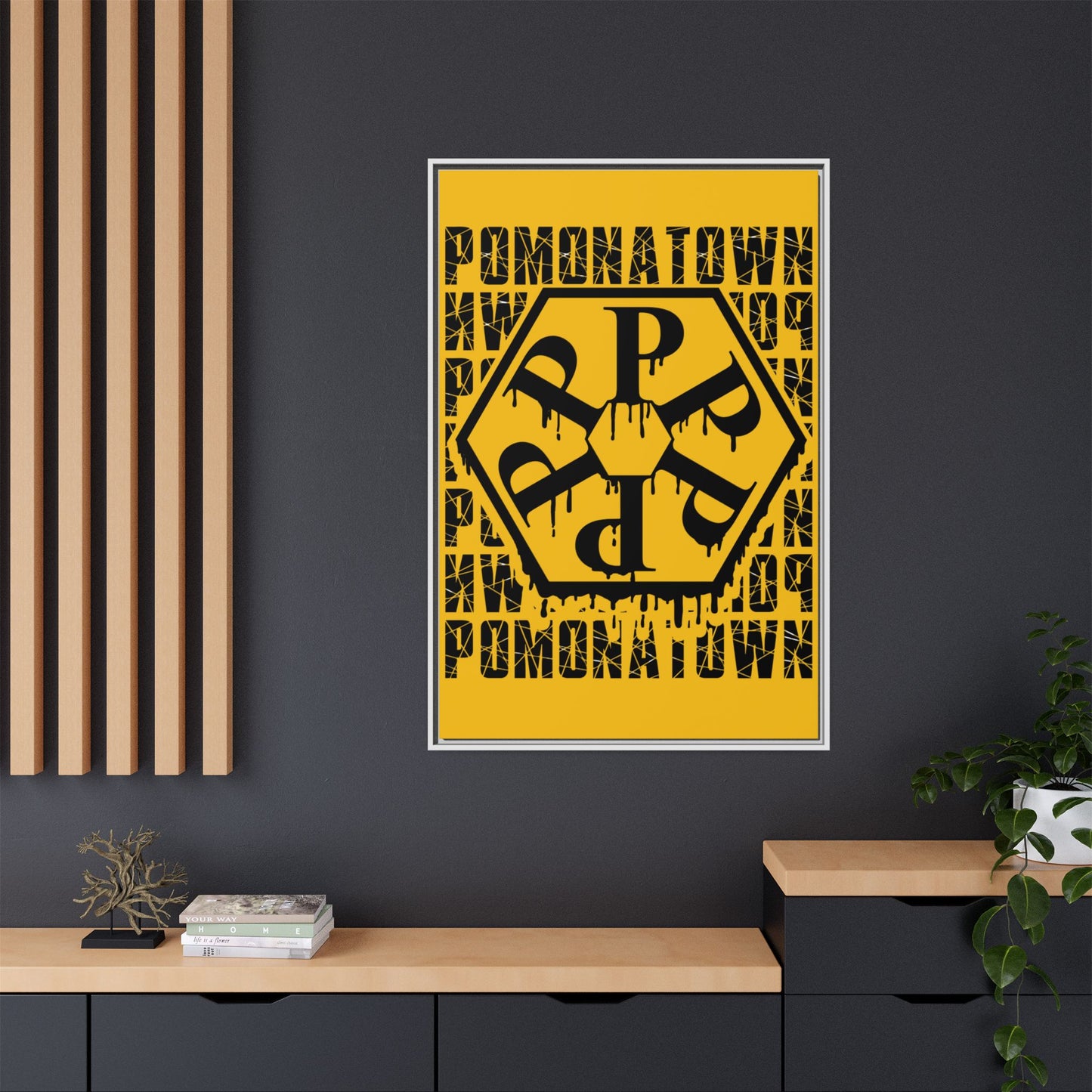 Framed Canvas Art Print, Urban Home Decor, Wall Art for Pomonatown Lovers, Typography Artwork, Gift for Friends