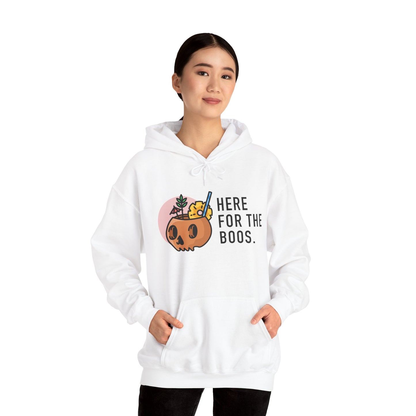 Halloween Skull Hoodie, Cozy Sweatshirt for Fall, Here for the Boos, Unisex Sweatshirt, Perfect for Halloween, Gift for Spooky Season