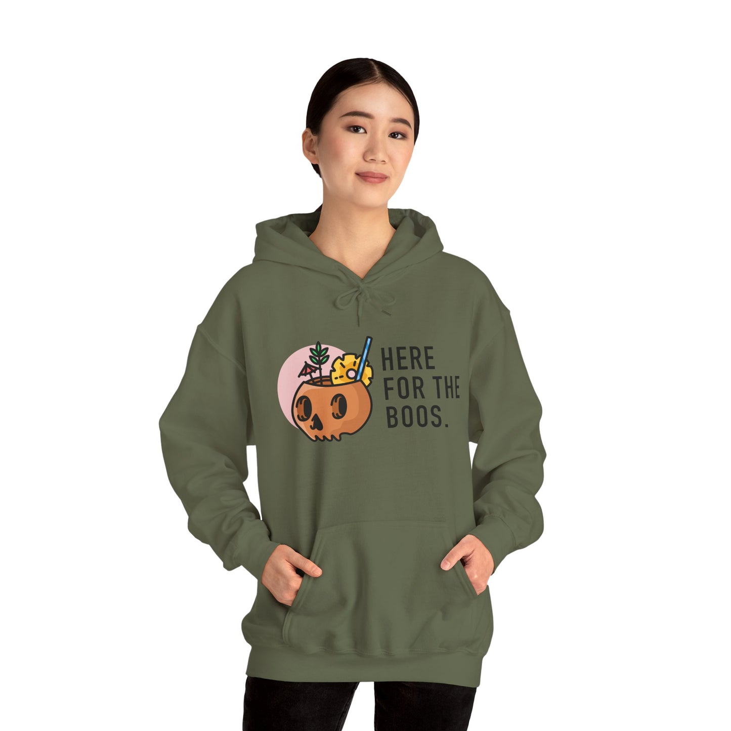 Halloween Skull Hoodie, Cozy Sweatshirt for Fall, Here for the Boos, Unisex Sweatshirt, Perfect for Halloween, Gift for Spooky Season